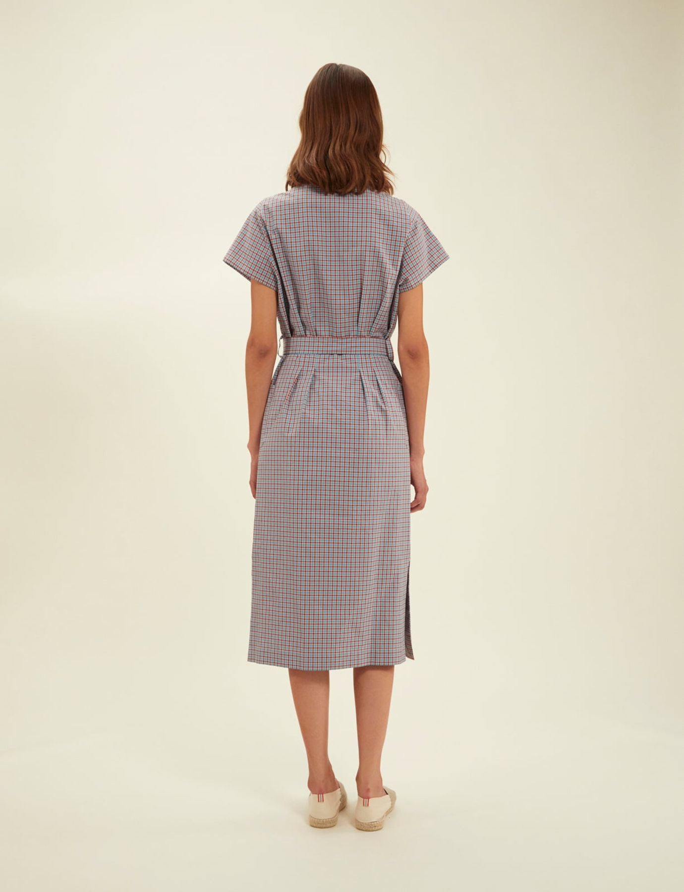 Ethel turquoise check shirt dress