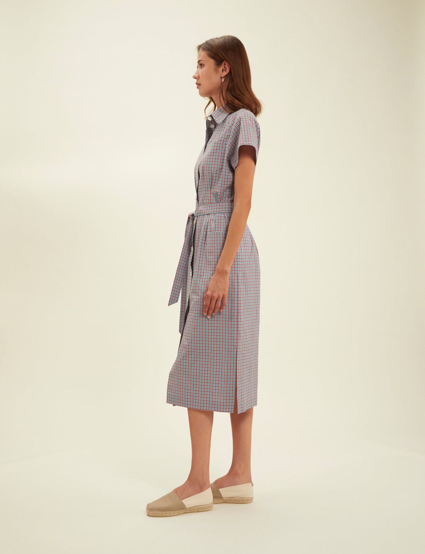 Ethel turquoise check shirt dress