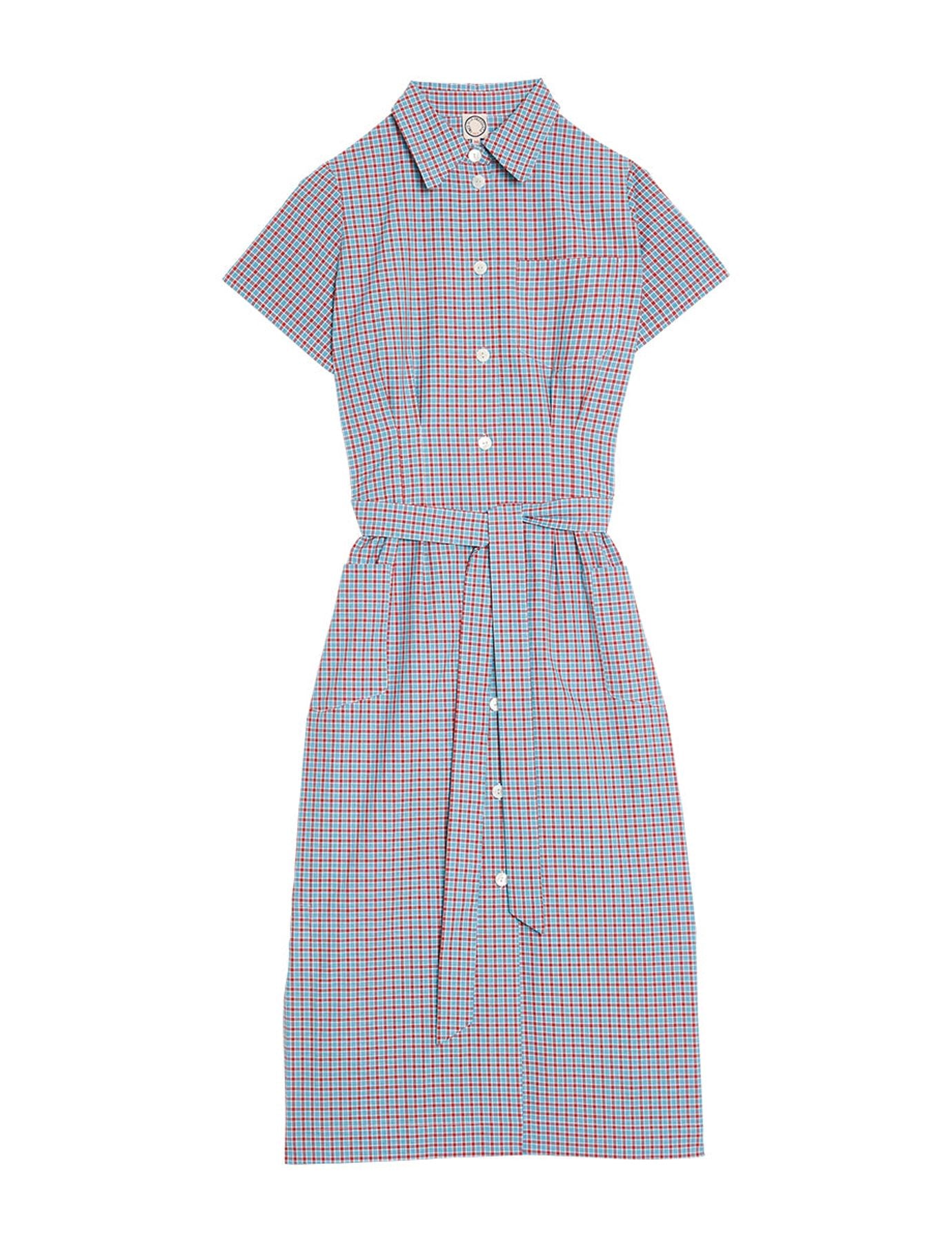 Ethel turquoise check shirt dress