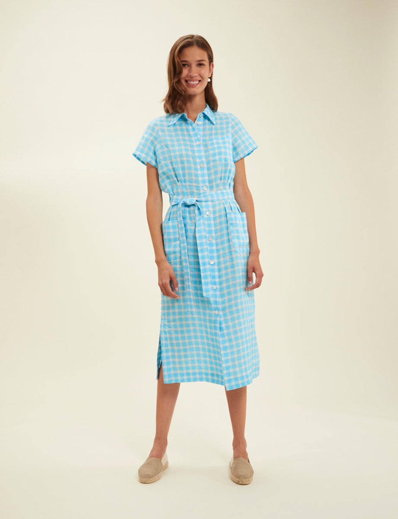 Ethel Turquoise Vichy shirt dress
