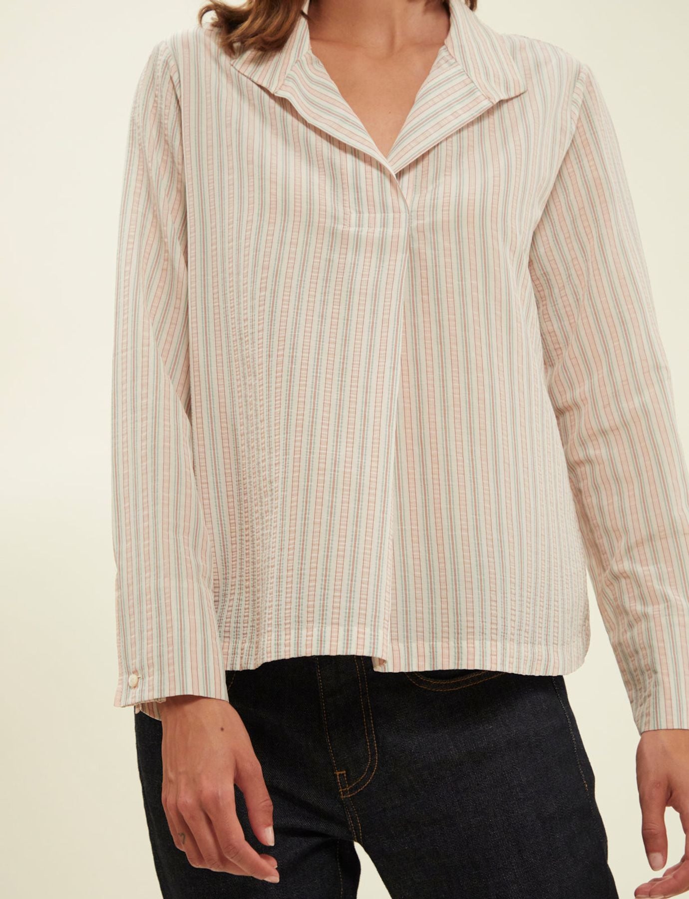Noa blouse in ecru with stripes