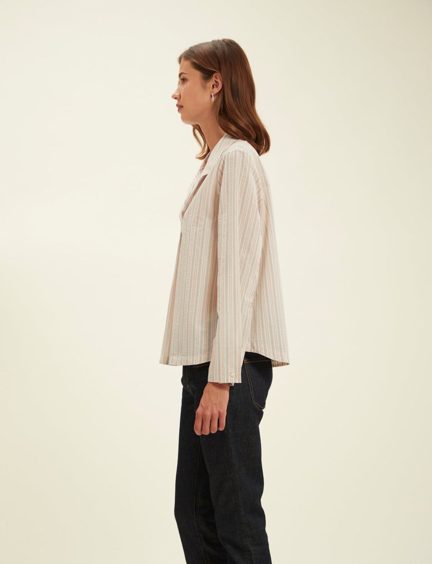 Noa blouse in ecru with stripes