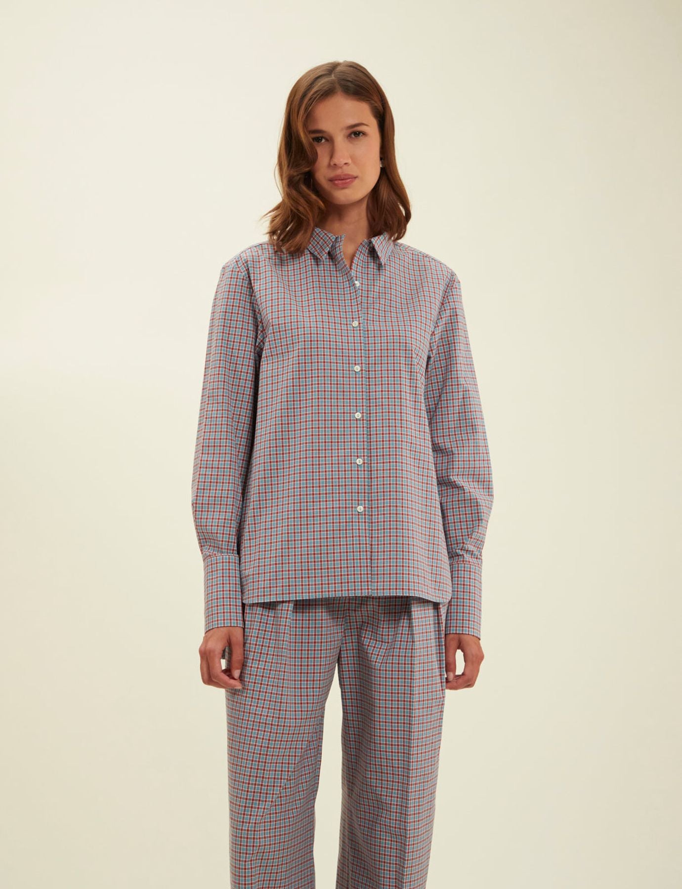 Chemise Falco turquoise à carreaux