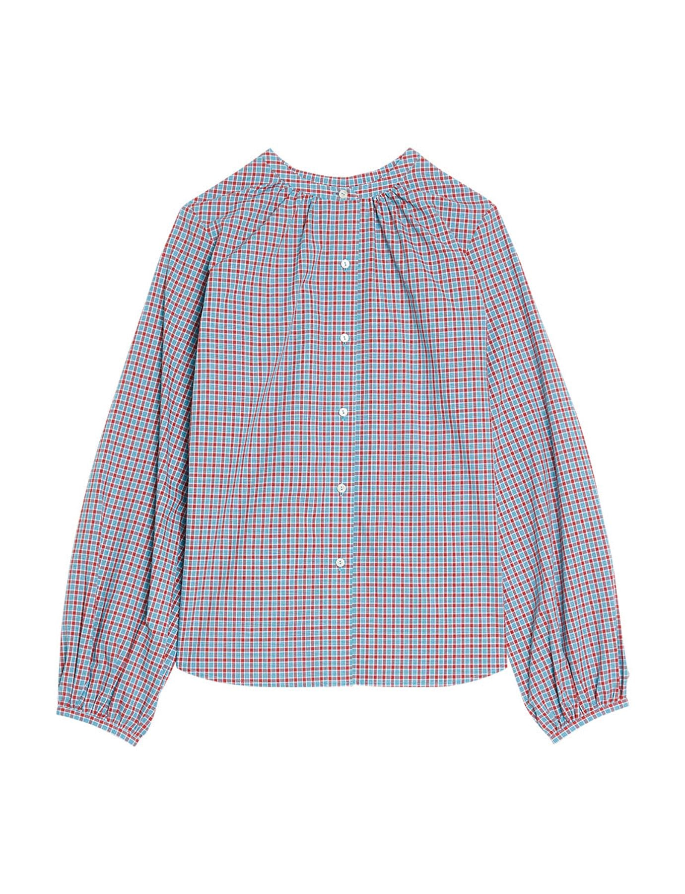 Blouse Joséphine turquoise à carreaux