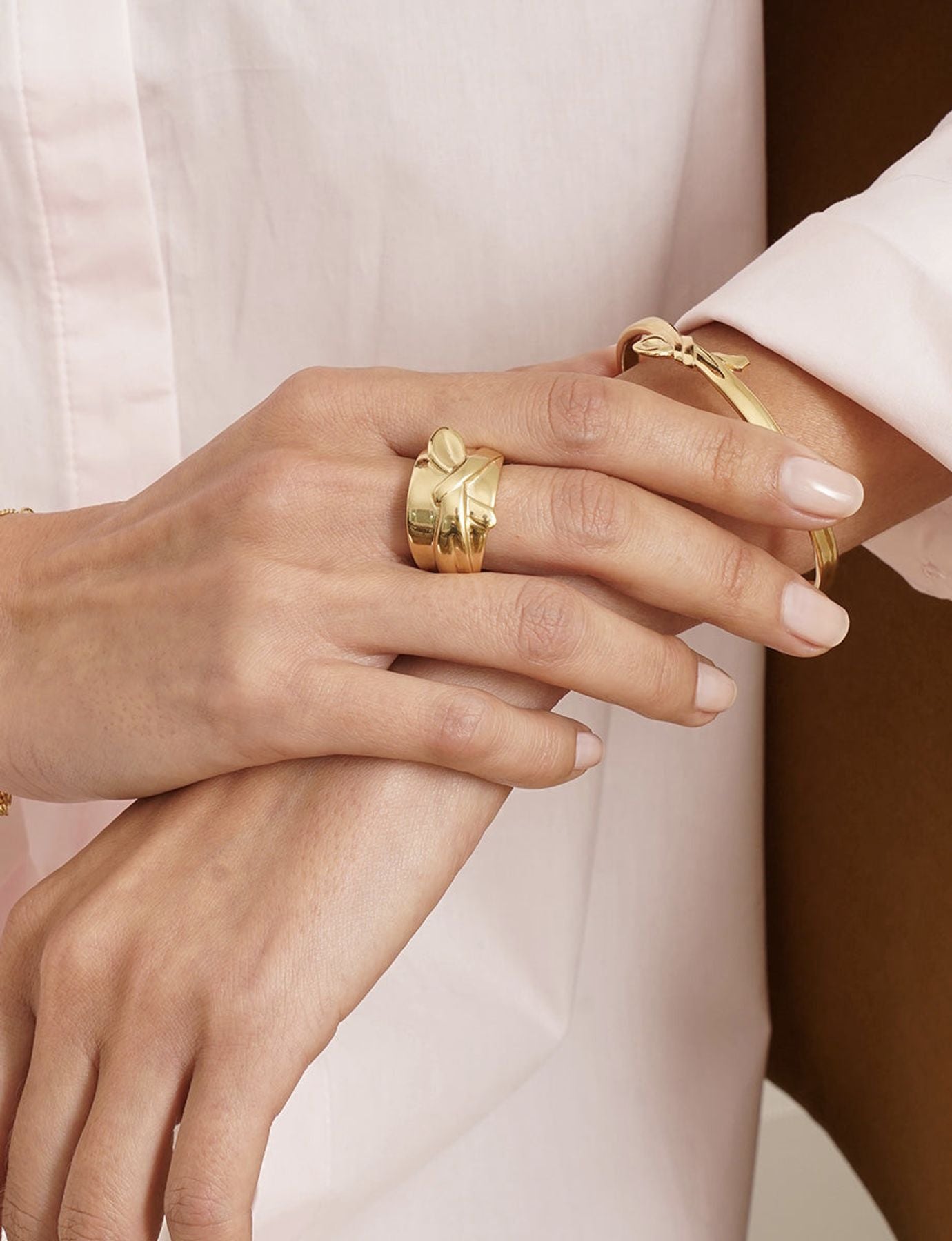 Bague attachement plaqué or noeud