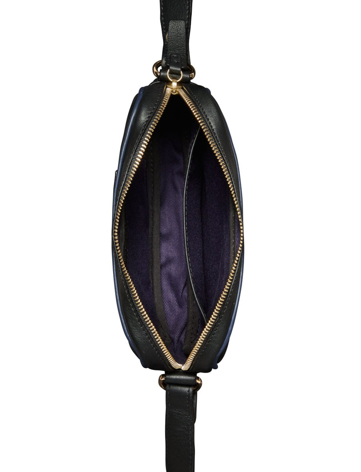 Banane Marcia Leder schwarz Marine blauer Rand
