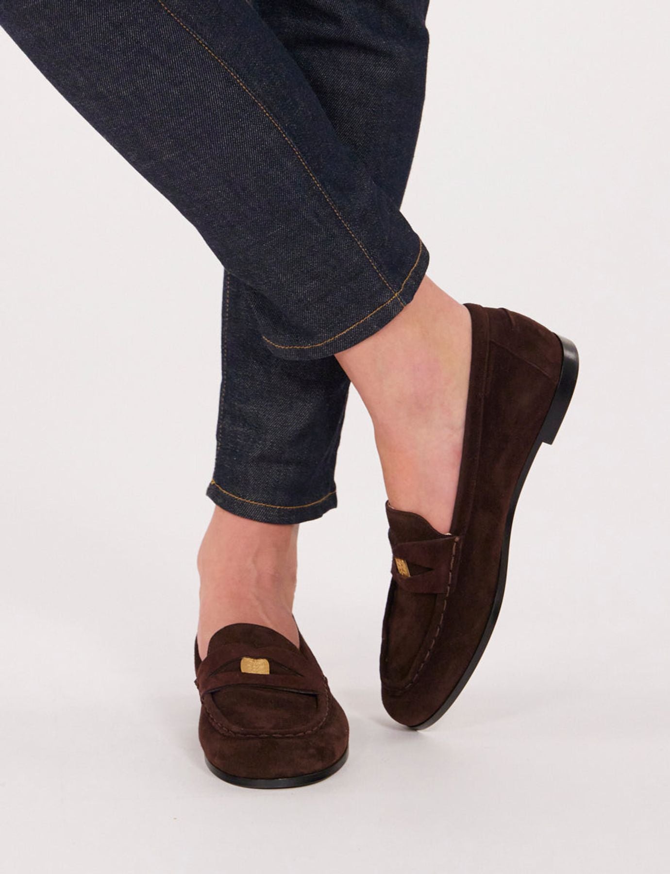 Brown suede loafer