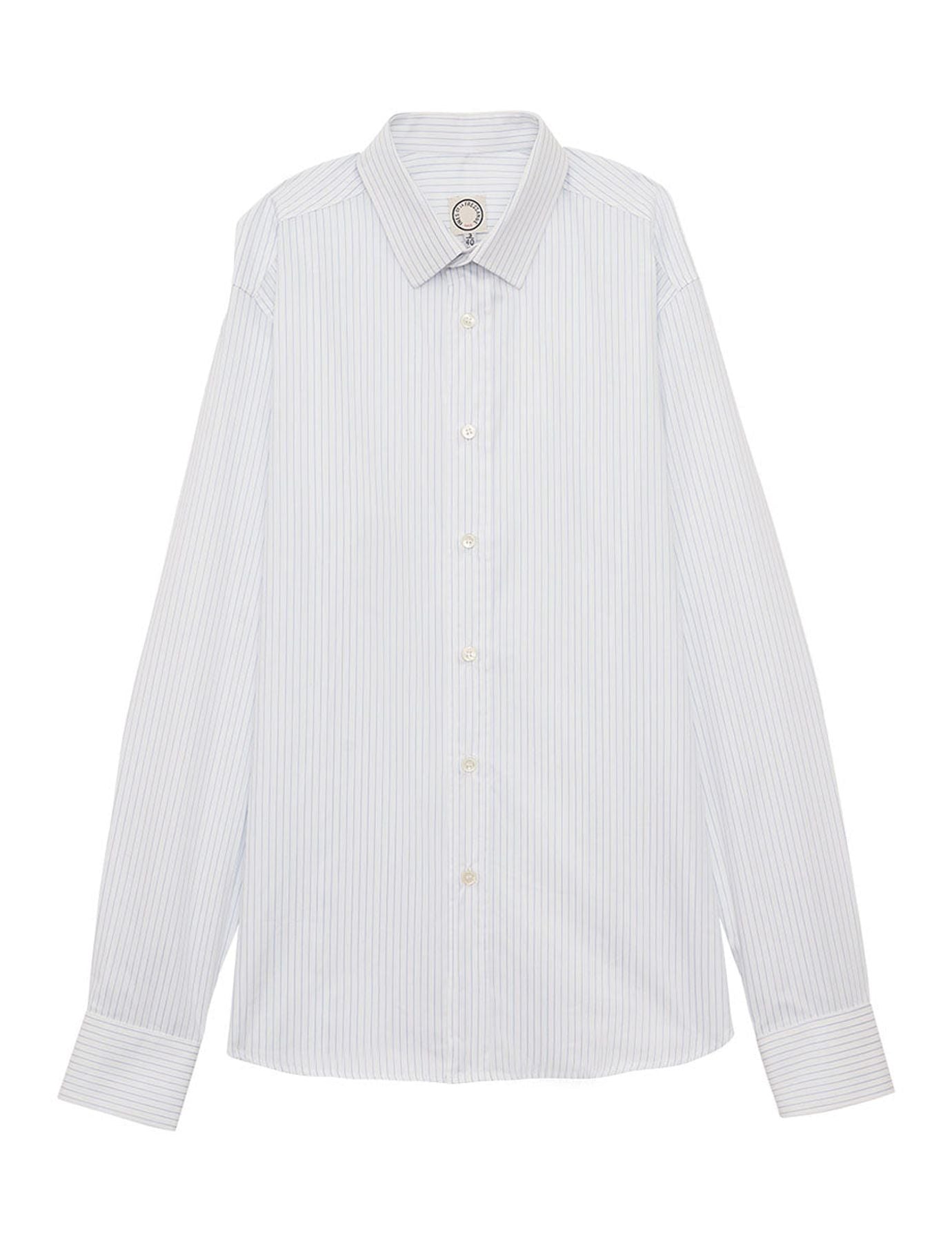 Chemise pour homme Olivier blanche à fines rayures