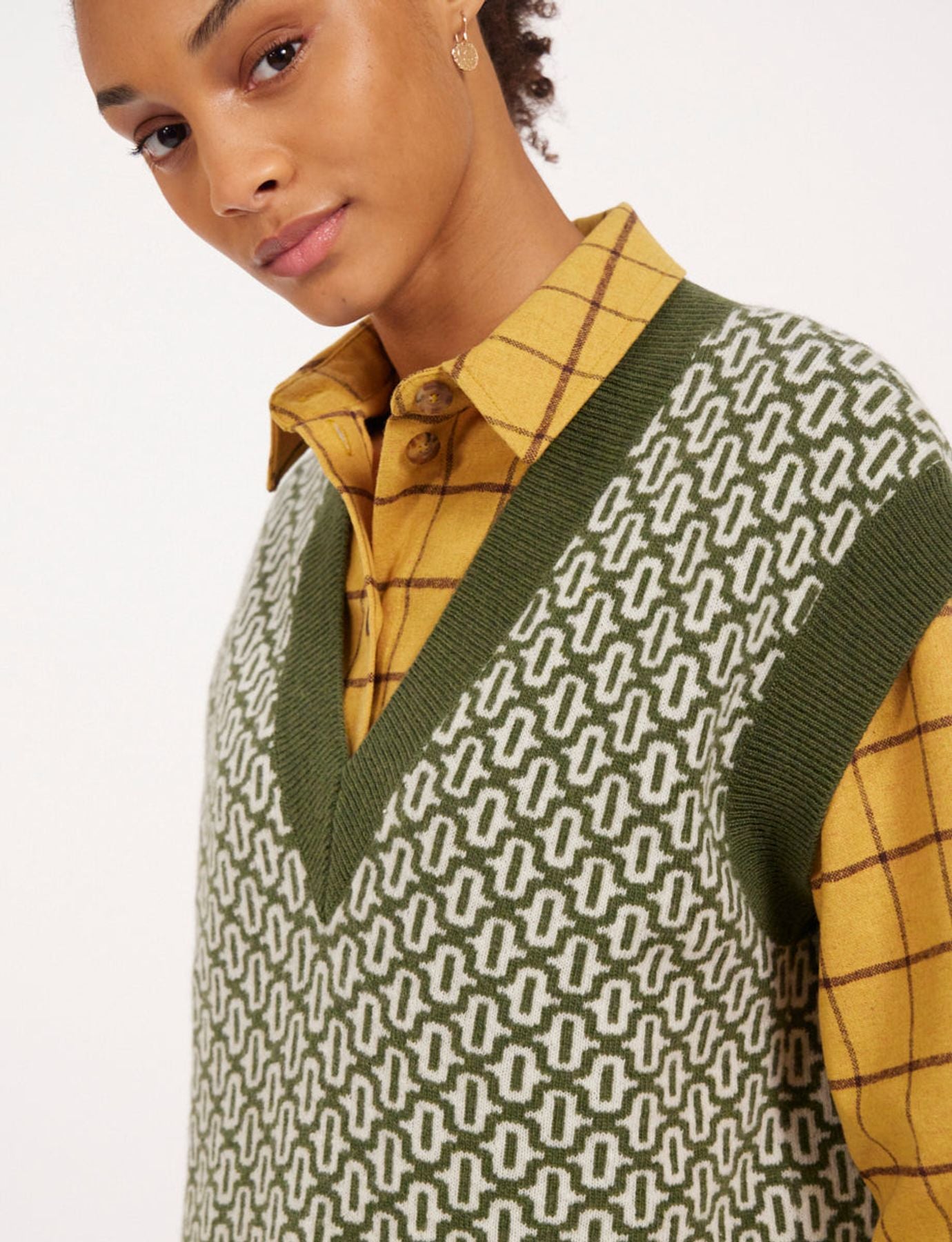 Hailey ecru/khaki wool jumper
