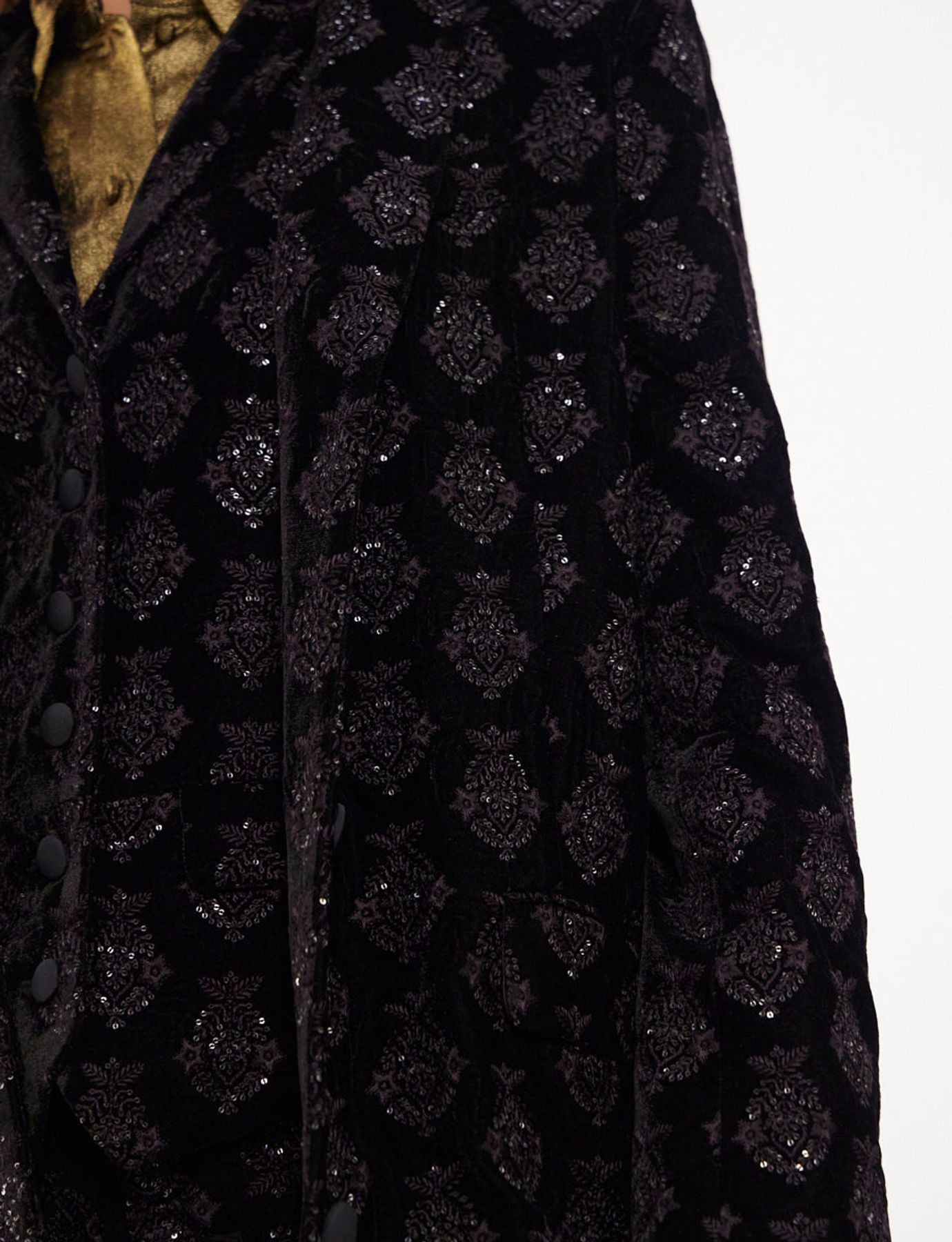 Franck black embroidered velvet coat