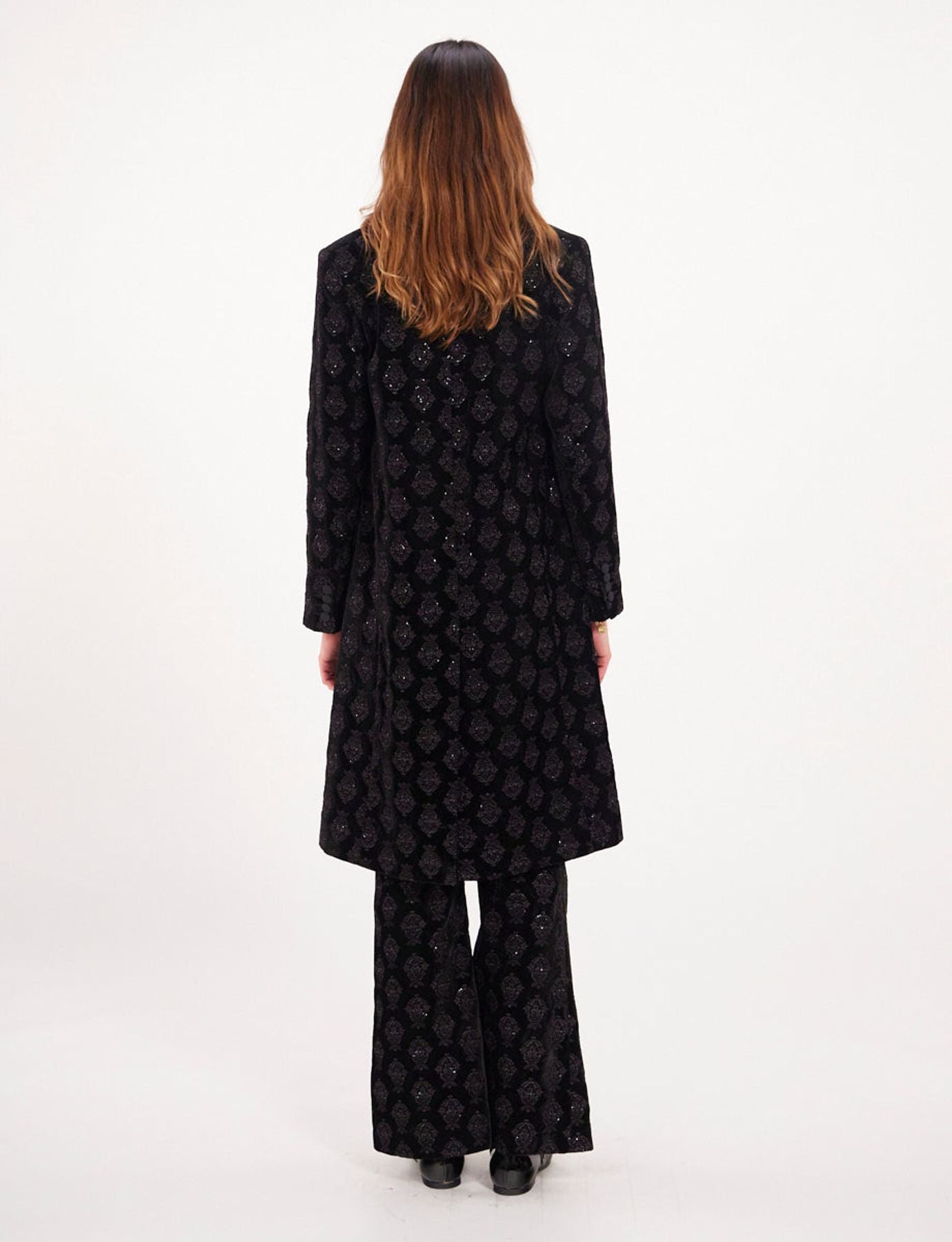 Franck black embroidered velvet coat