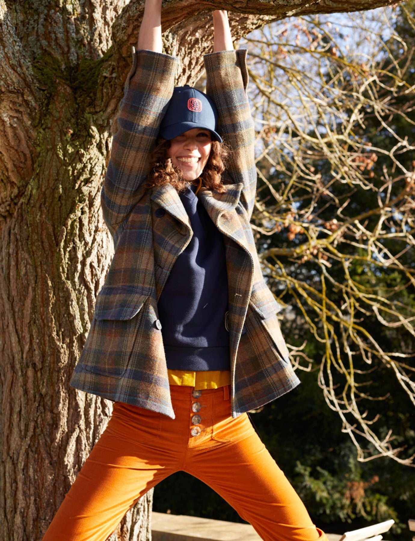 Séraphine khaki checked pea jacket