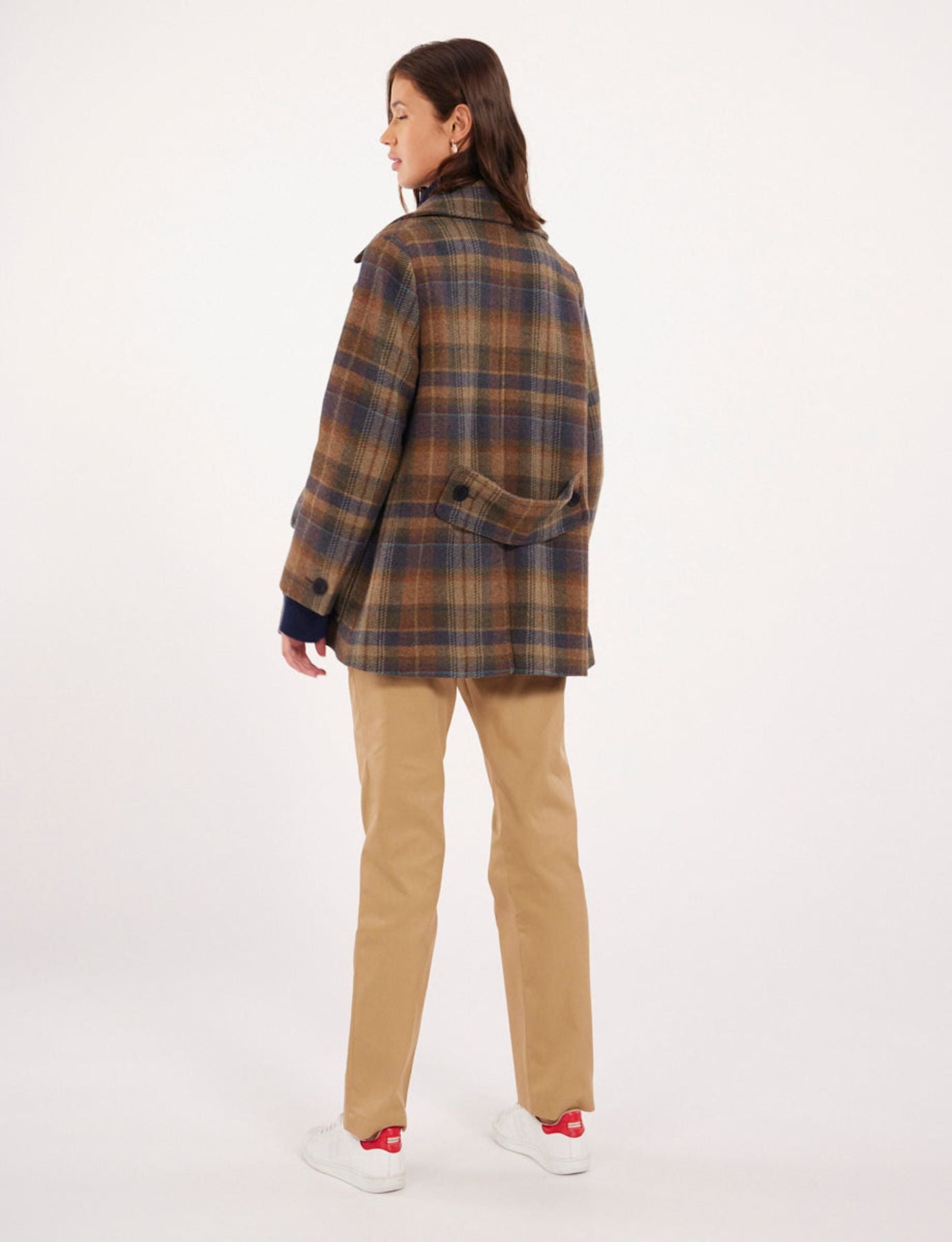 Séraphine khaki checked pea jacket