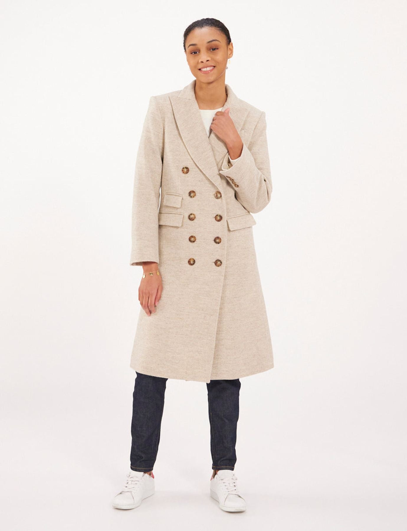 Mauricette ecru wool coat