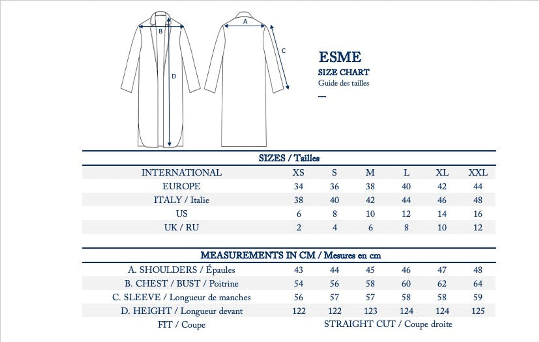 Esme long trench coat, black