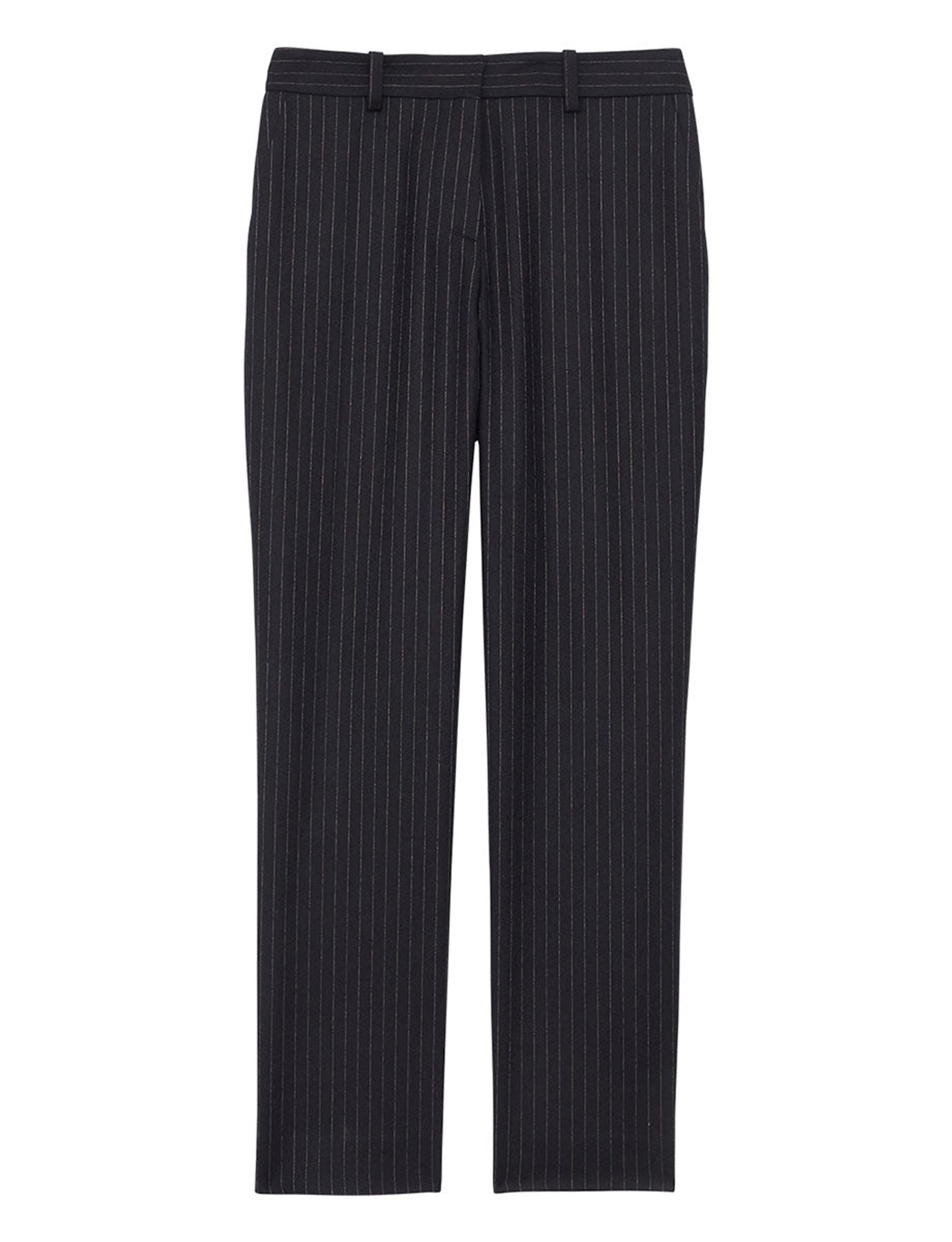 Audrey midnight blue trousers in fine stripes
