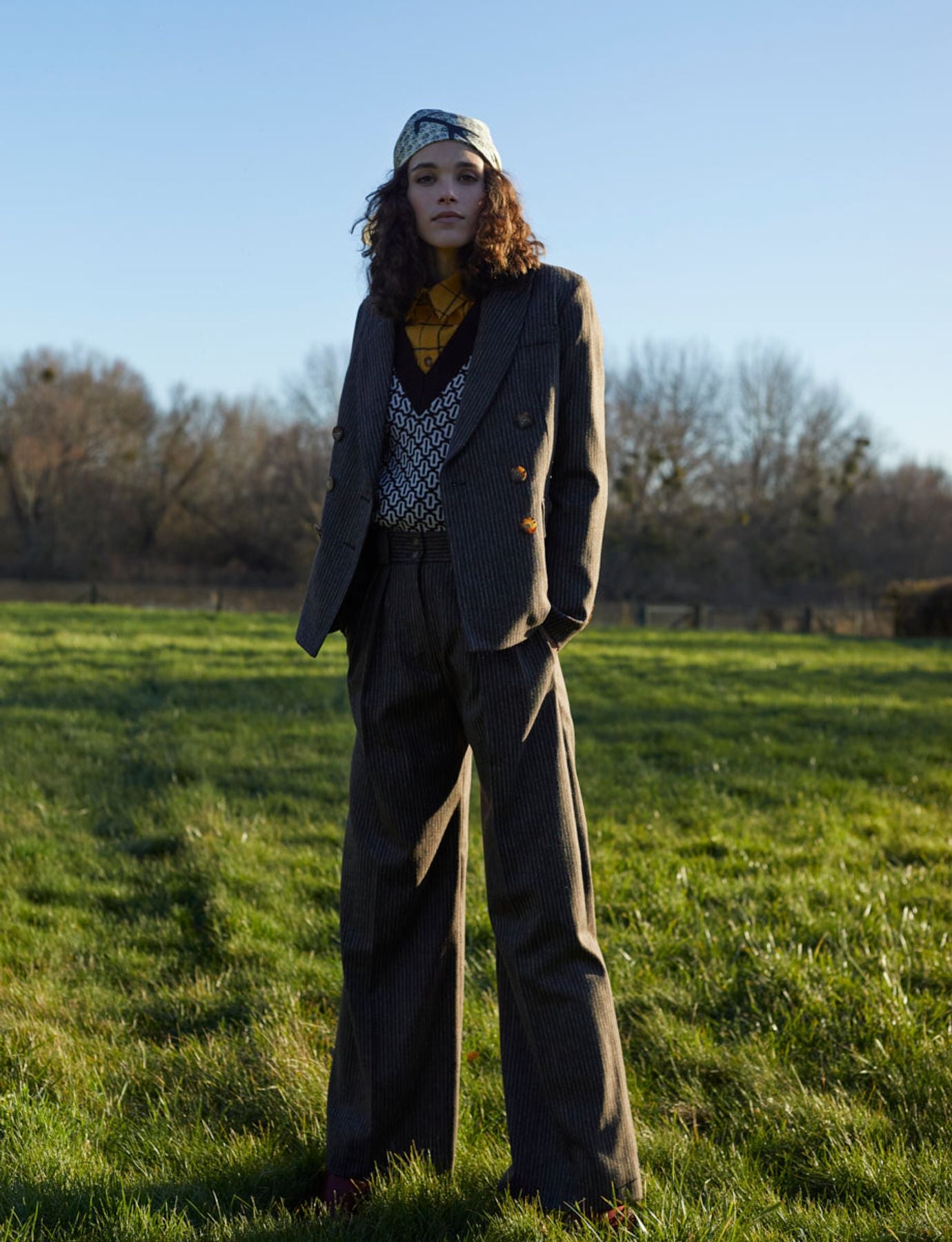 Marlène brown striped trousers
