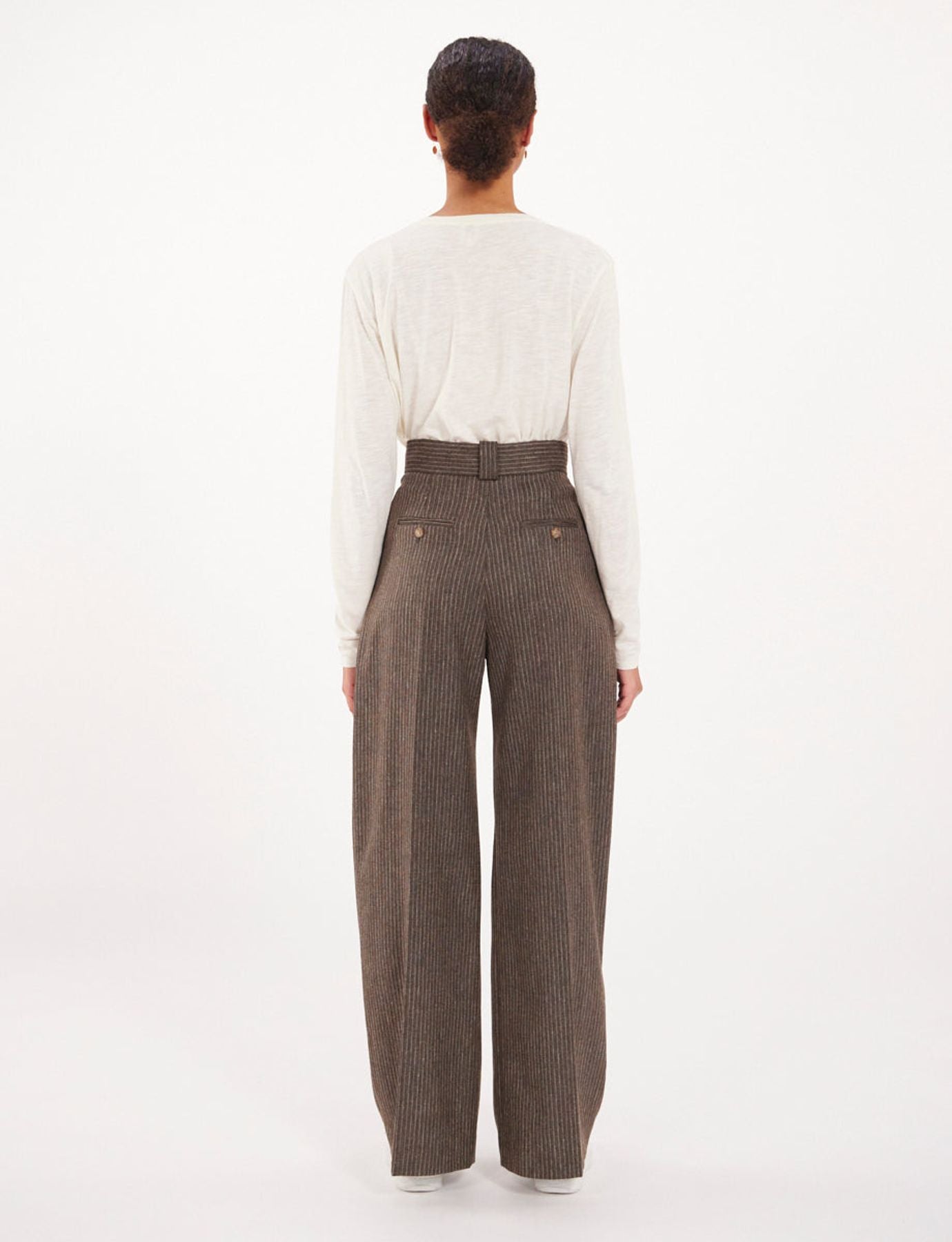 Marlène brown striped trousers