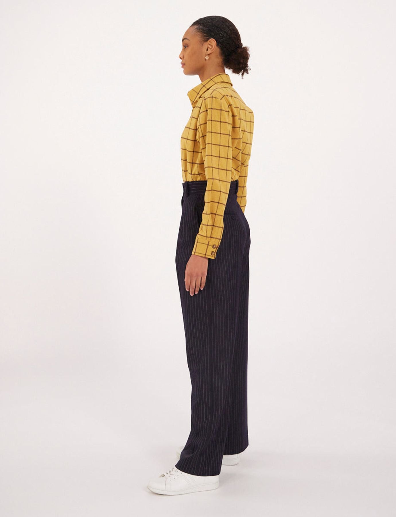 Marlène midnight blue striped trousers