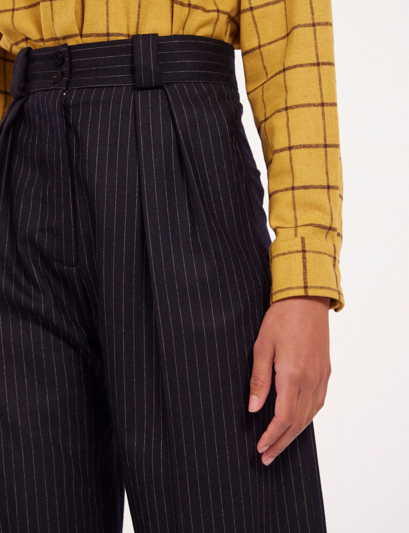Marlène midnight blue striped trousers