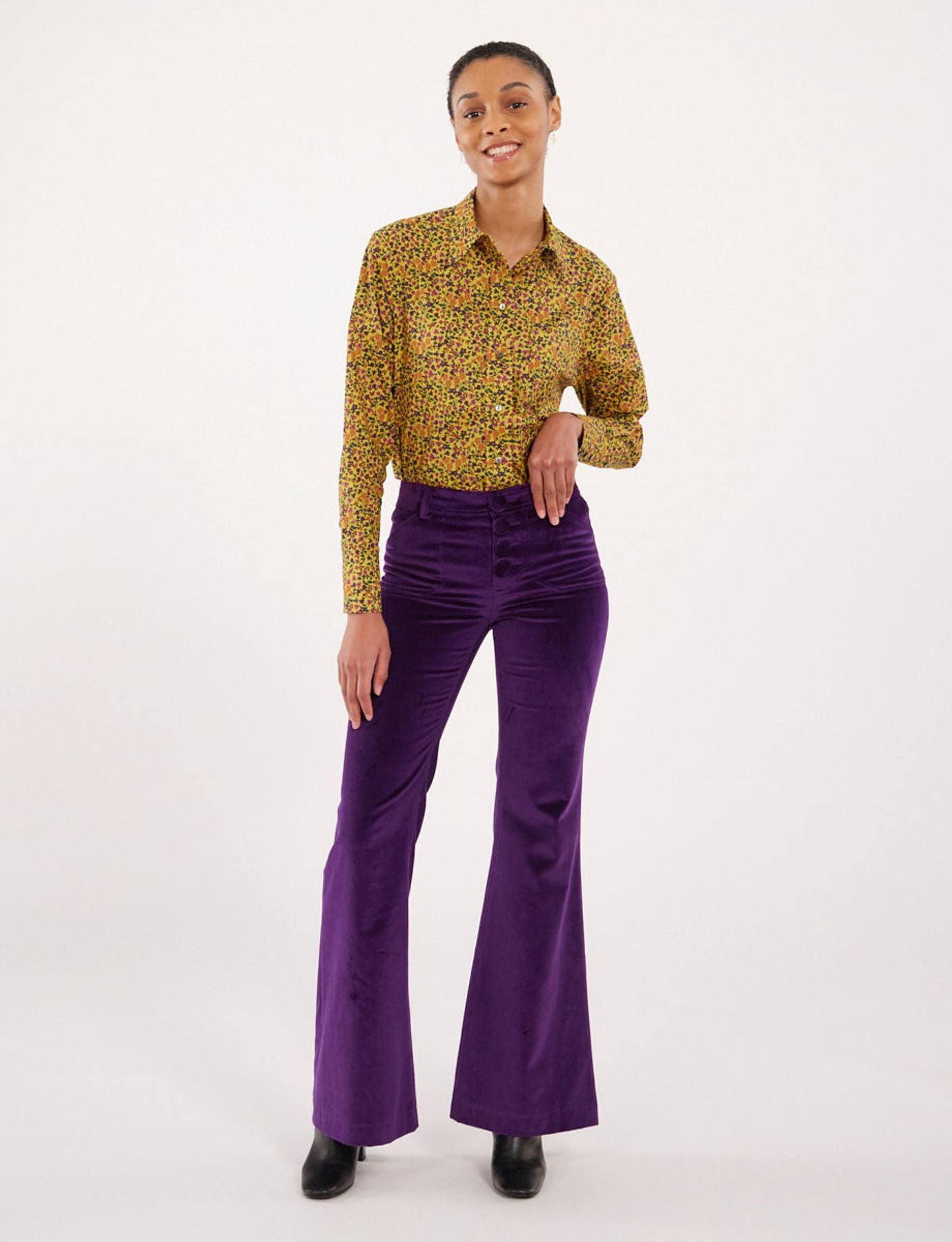 Pantalon Charlotte violet en velours