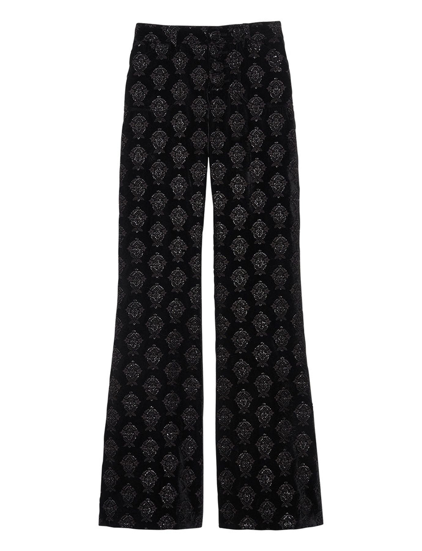Charlotte black velvet embroidered trousers