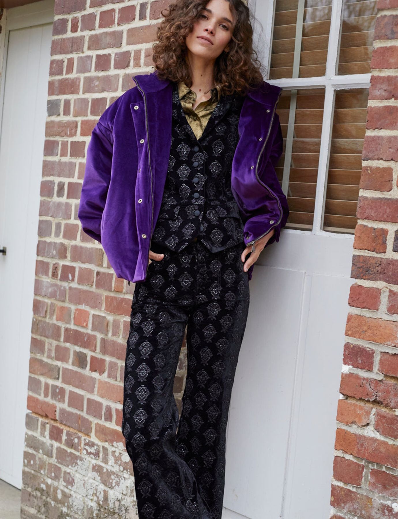 Robinson black velvet embroidered waistcoat