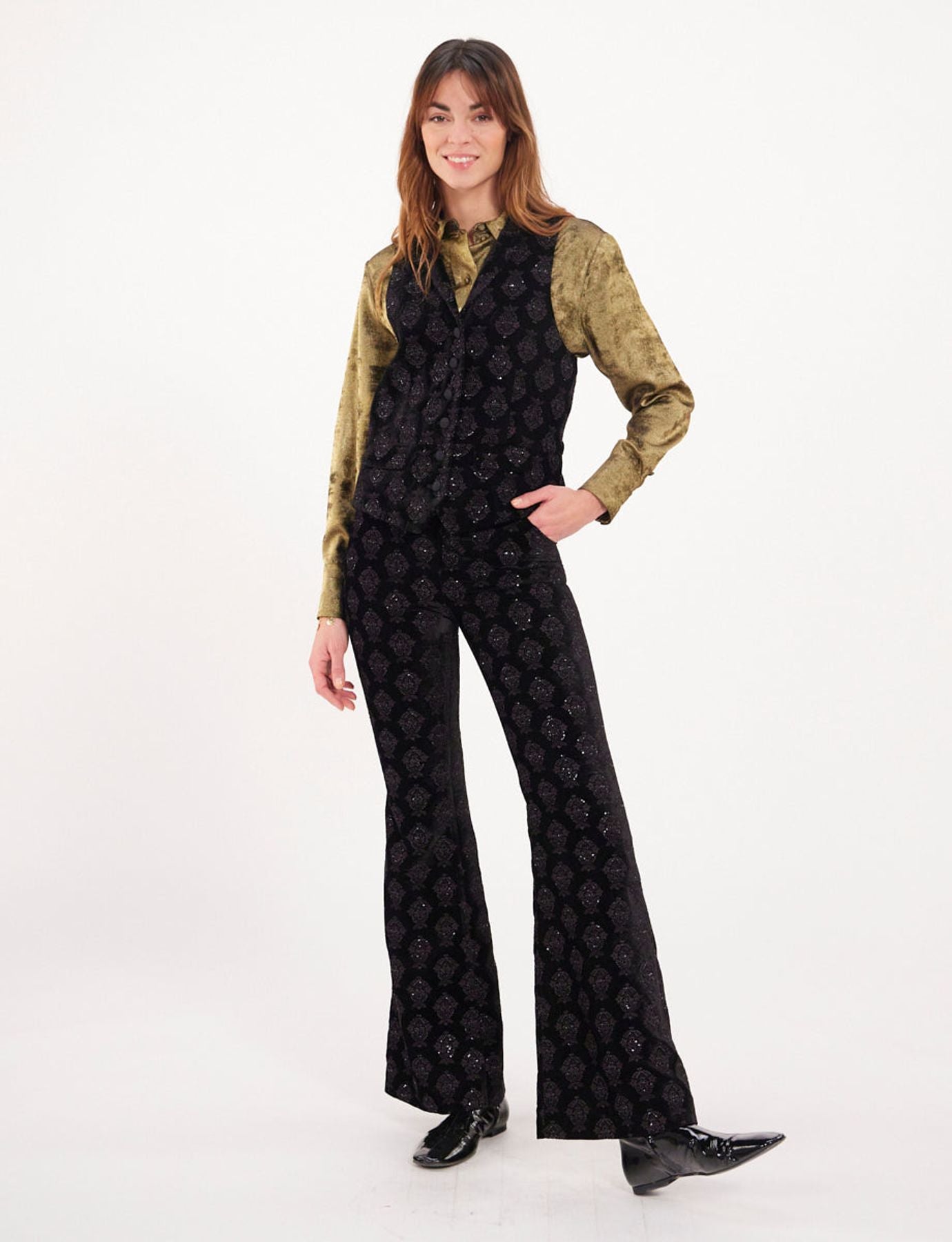 Robinson black velvet embroidered waistcoat