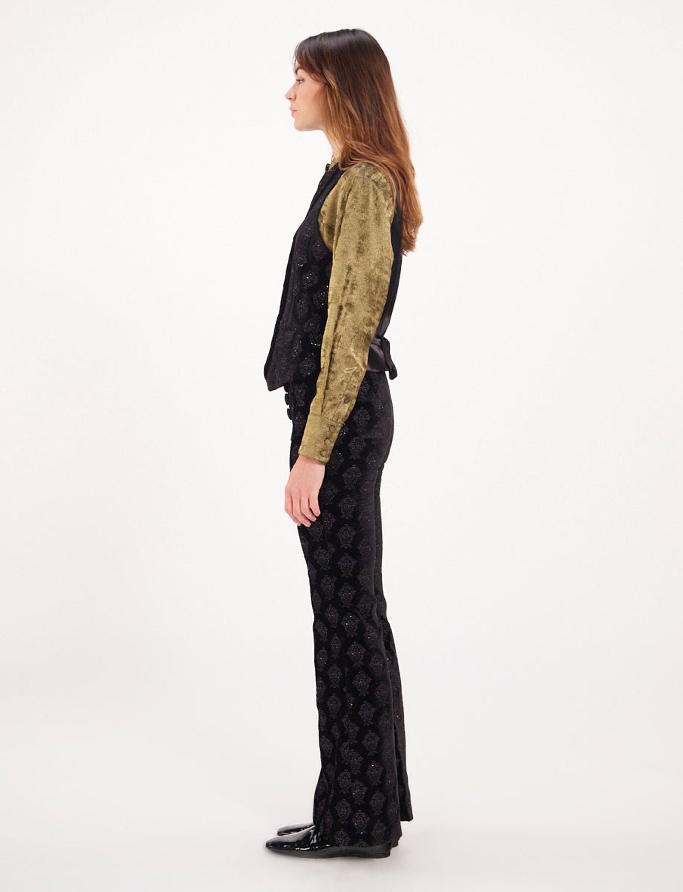 Robinson black velvet embroidered waistcoat