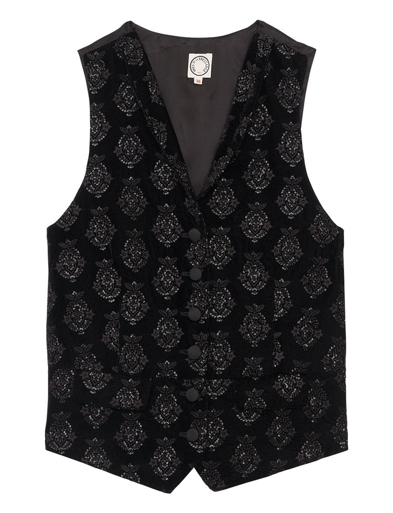 Robinson black velvet embroidered waistcoat