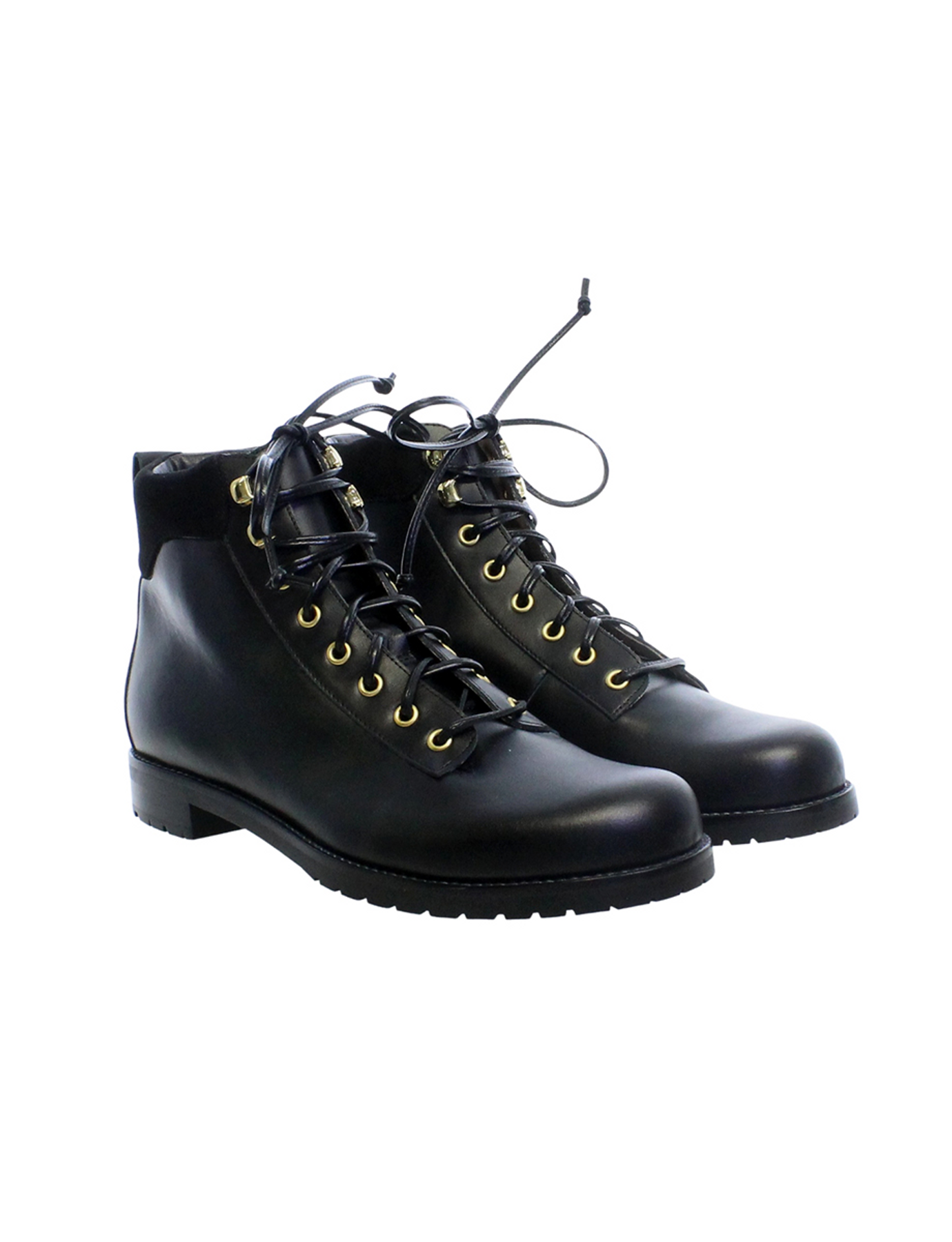 Bottes de montagne noires en cuir