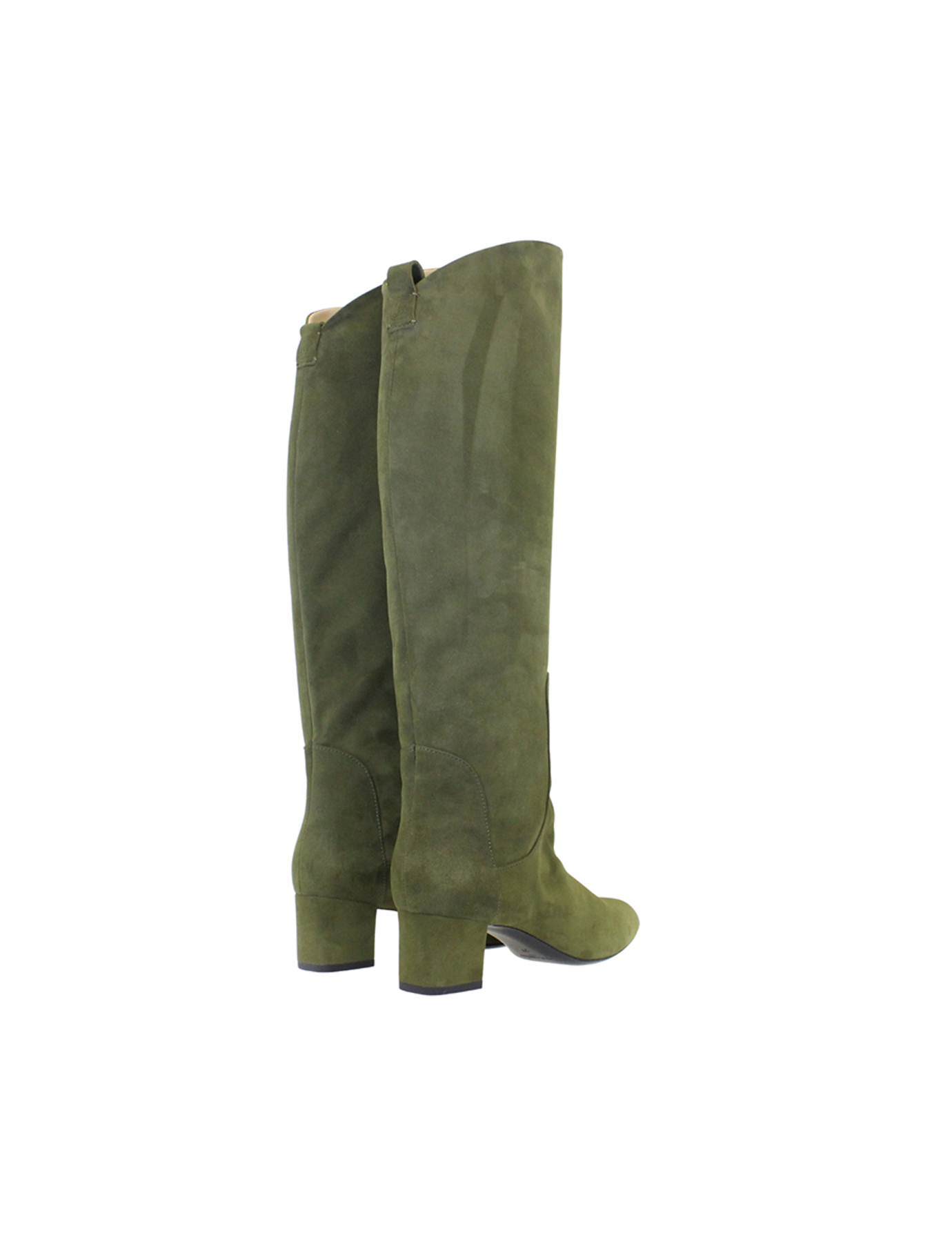 Bottes à talons kaki en suède
