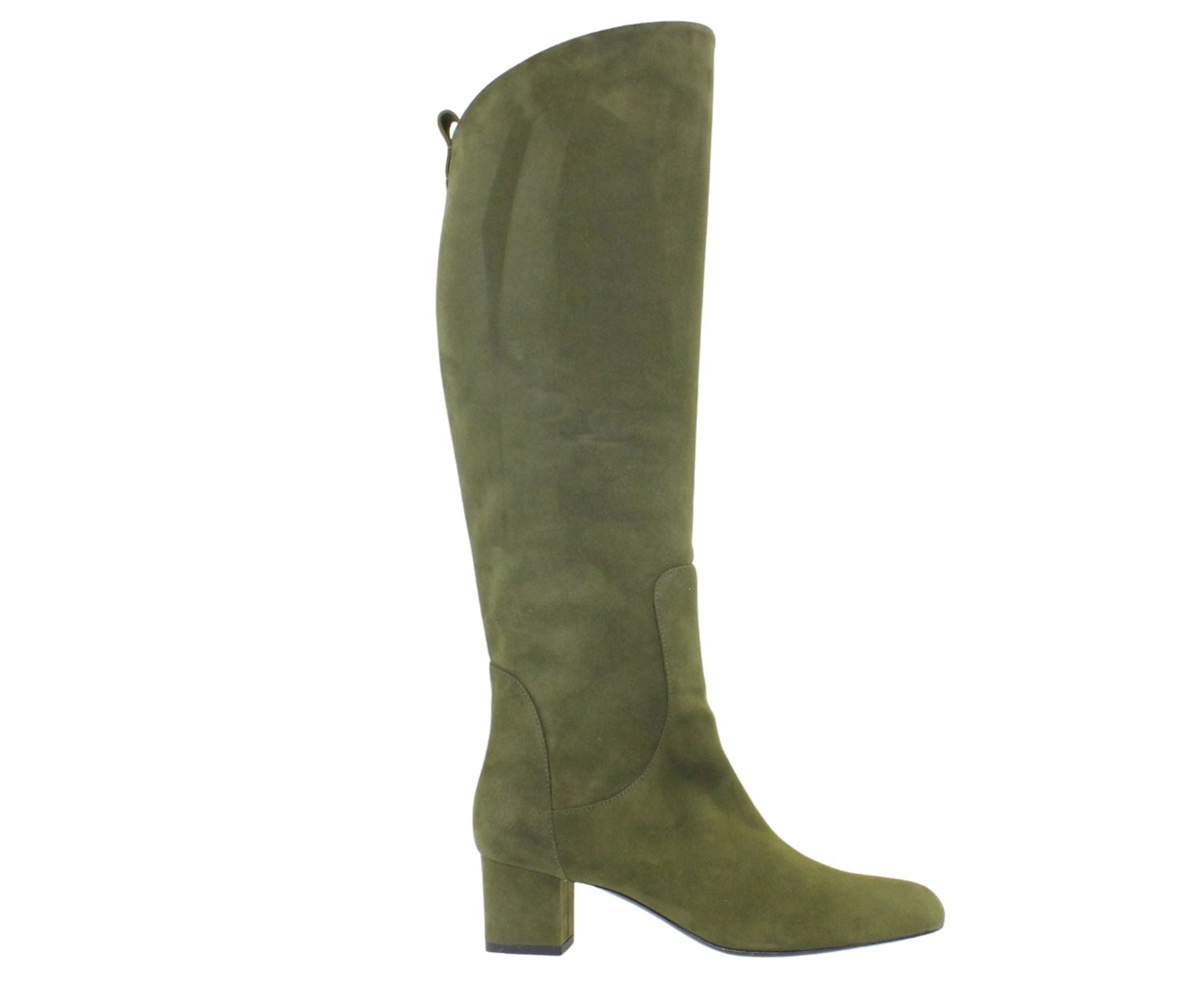 Bottes à talons kaki en suède