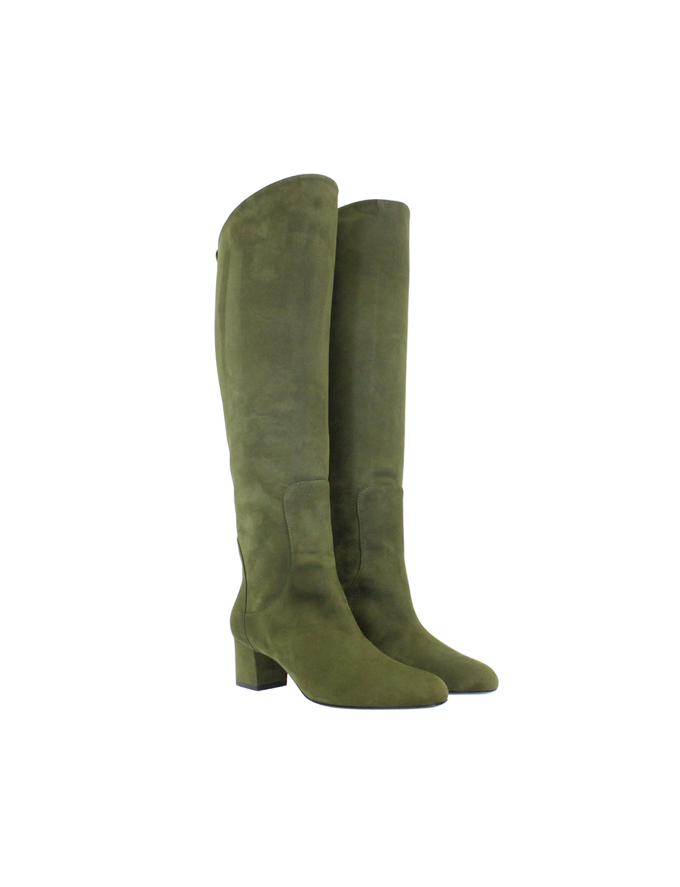 Bottes à talons kaki en suède