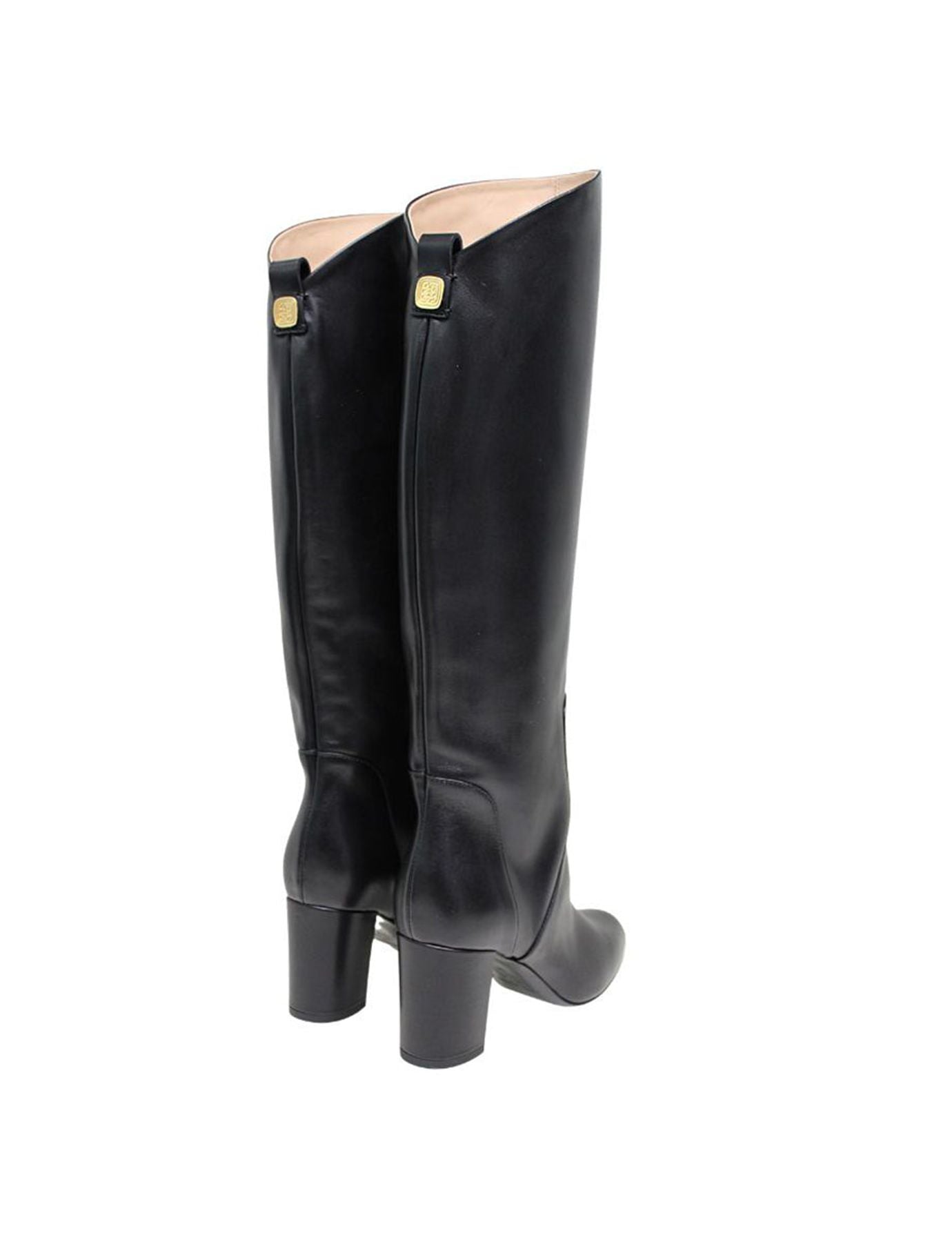 Bottes à talons noires en cuir de veau