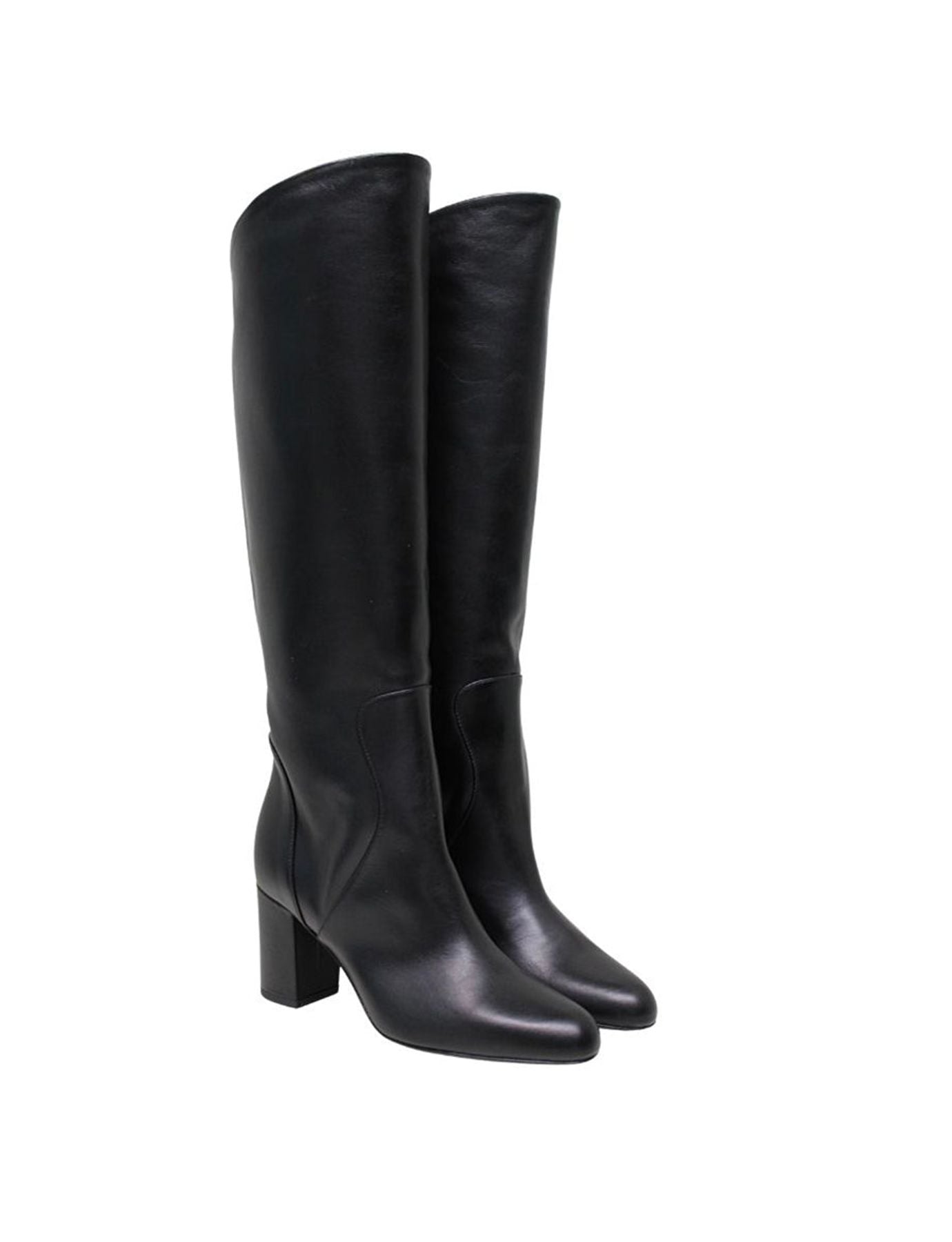 Bottes à talons noires en cuir de veau