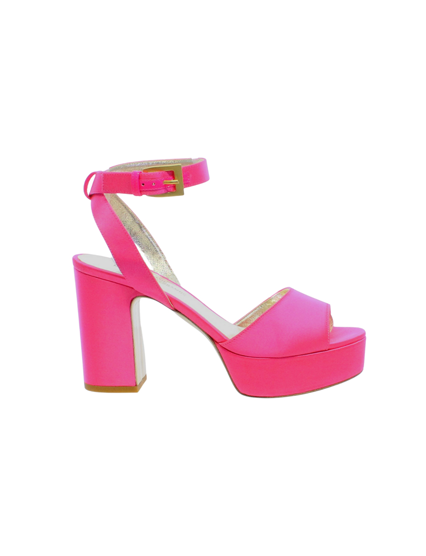 Sandale à plateforme rose satin