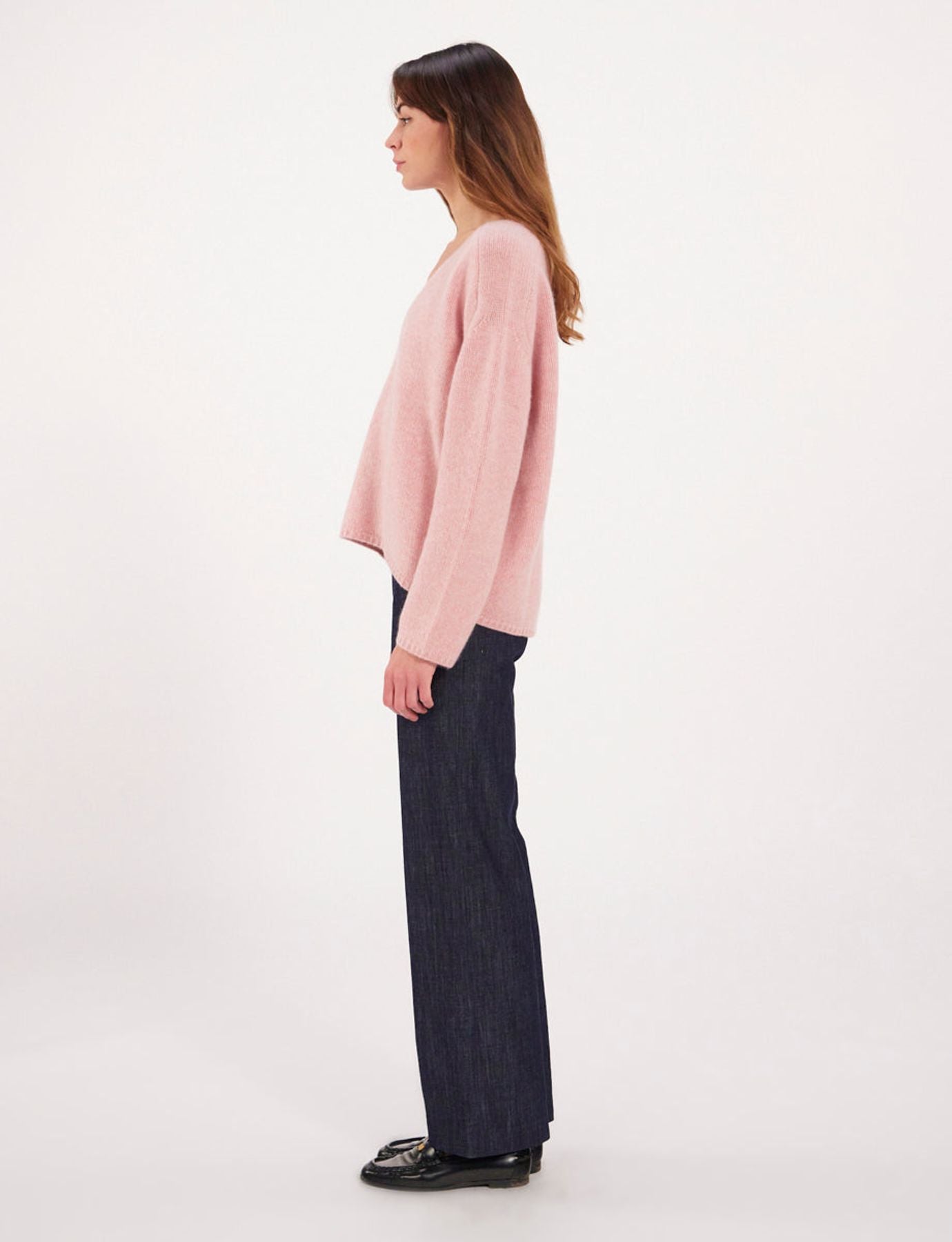 Jersey rosa con cuello en V y mangas martillo x Notshy