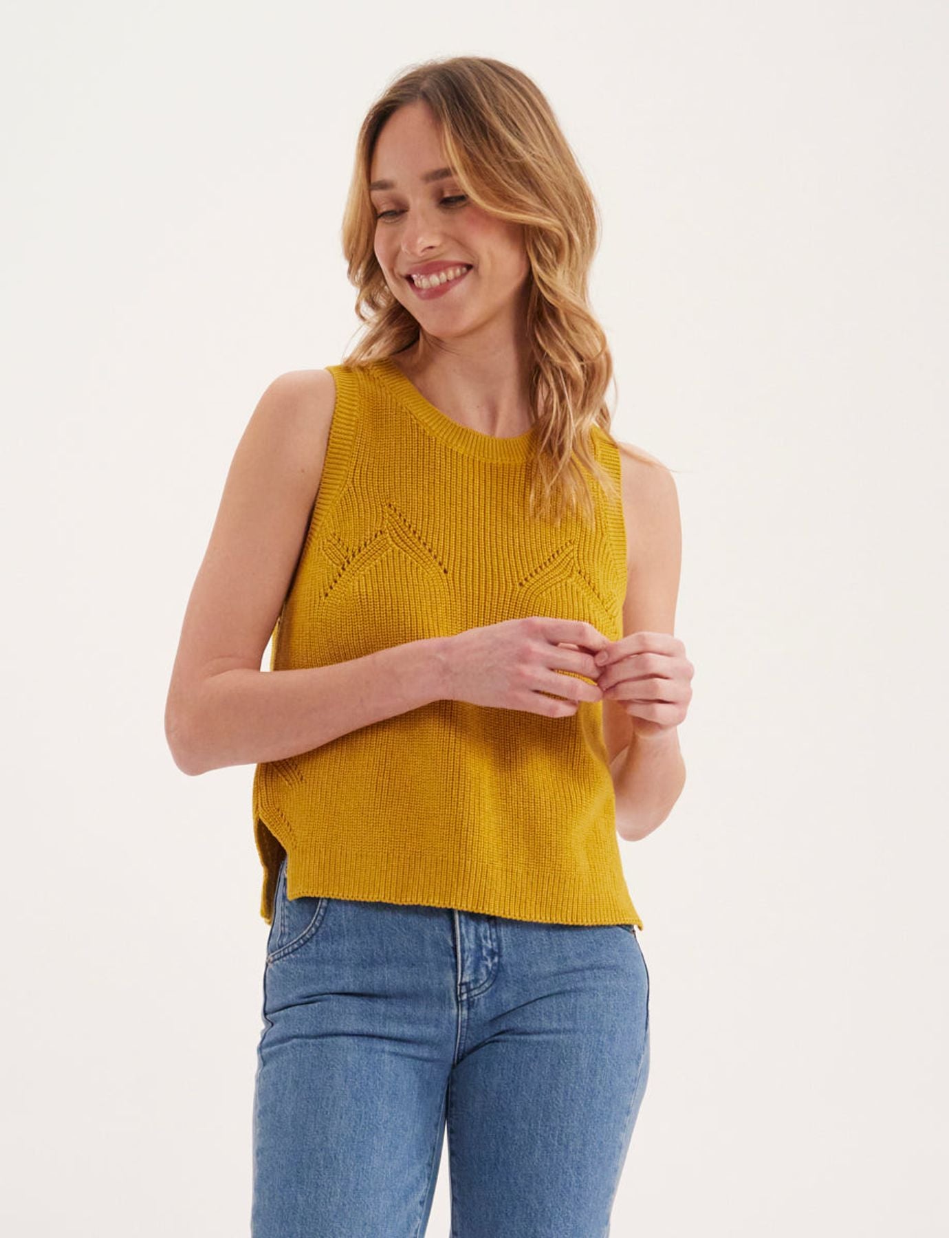 Maglione senza maniche Agatha, senape