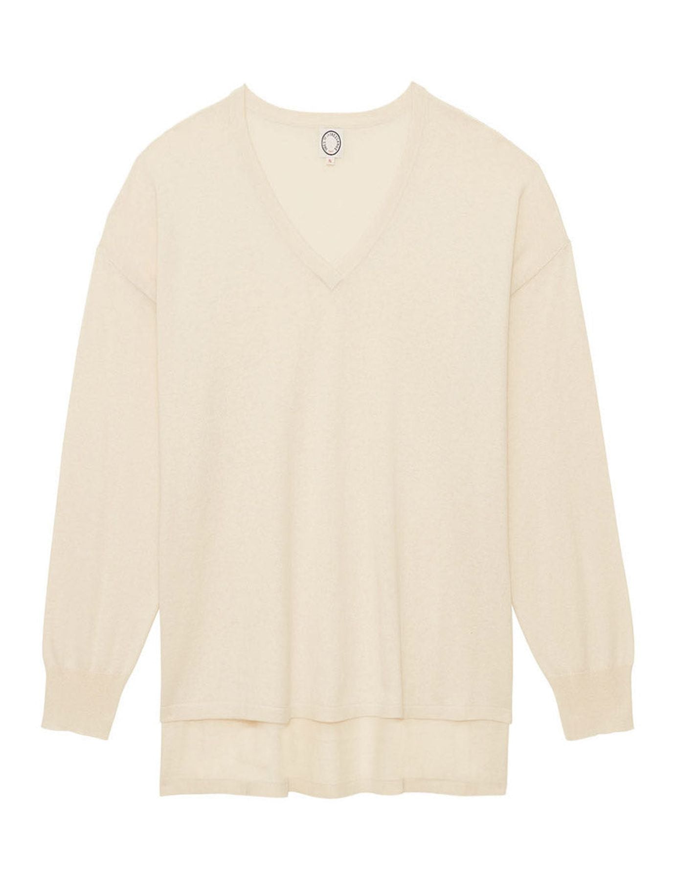Anton, maglione in cashmere avorio con scollo a V