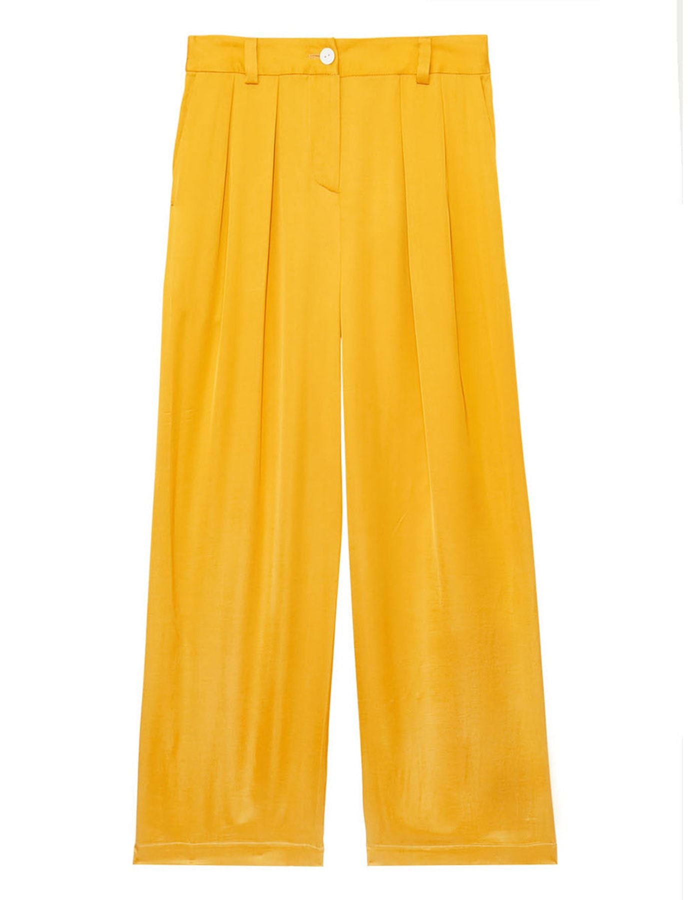 Pantalones Luciano amarillo botón de oro fluido
