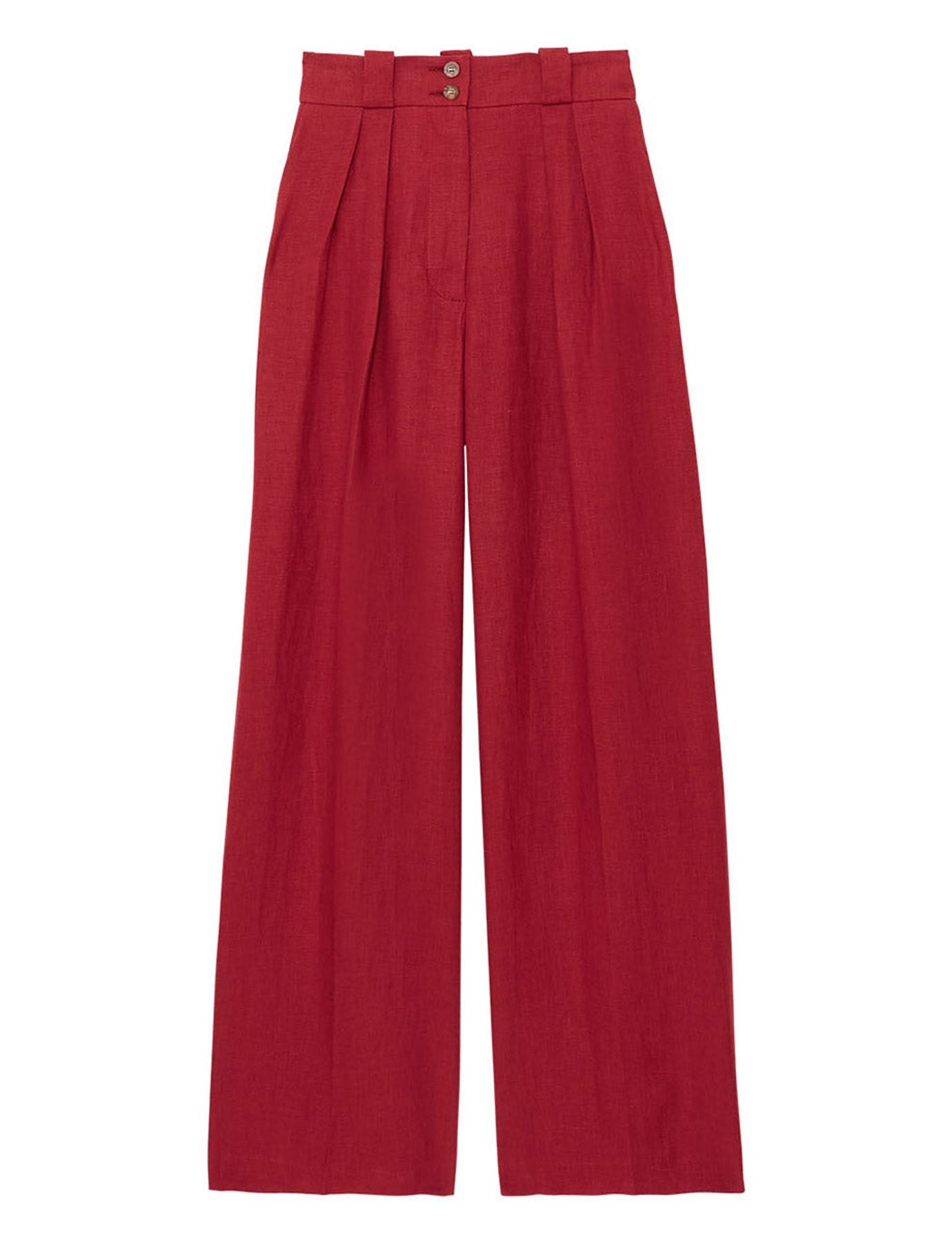 Marlene-Hose aus himbeerfarbenem Leinen