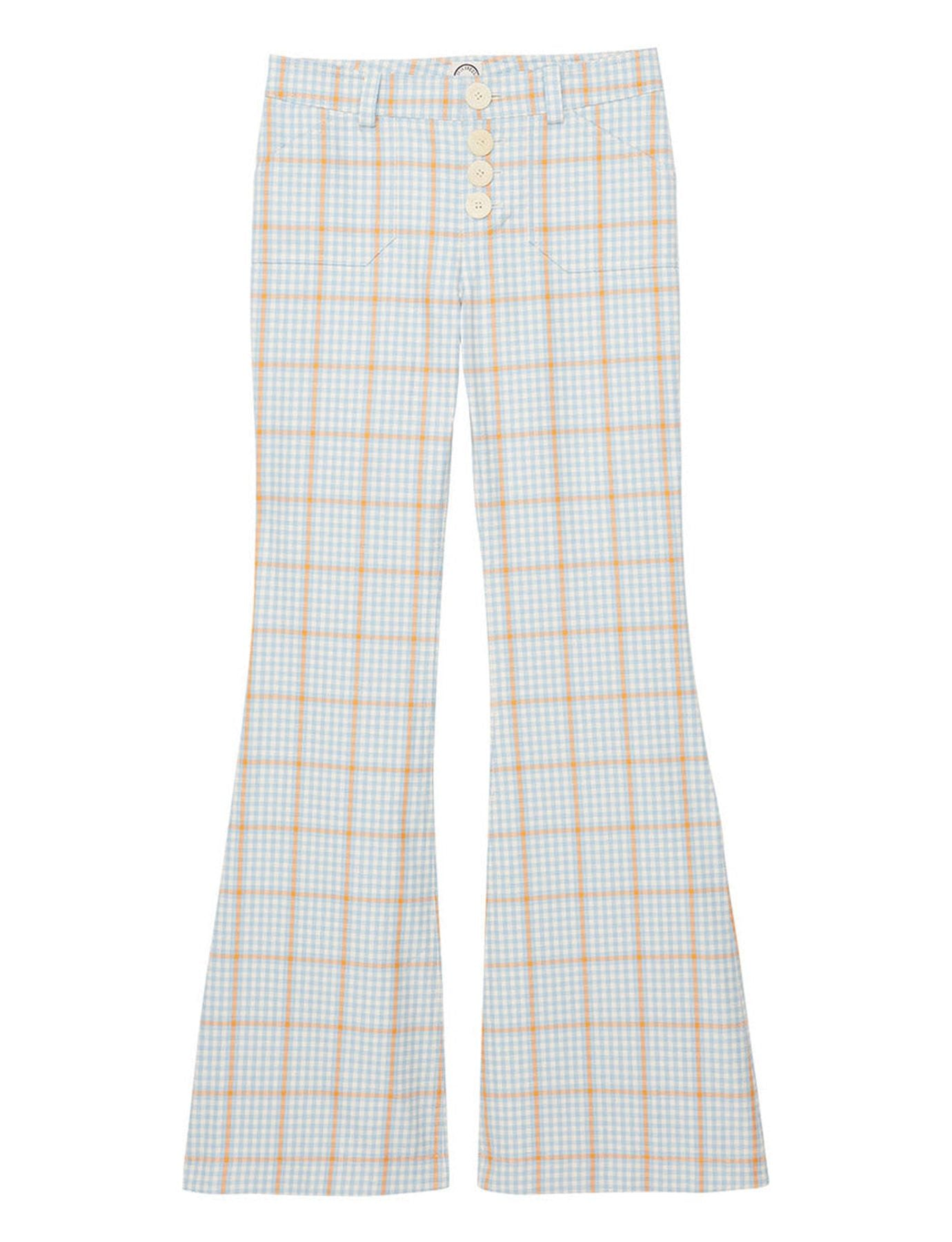 Pantalon Charlotte à carreaux bleu et orange