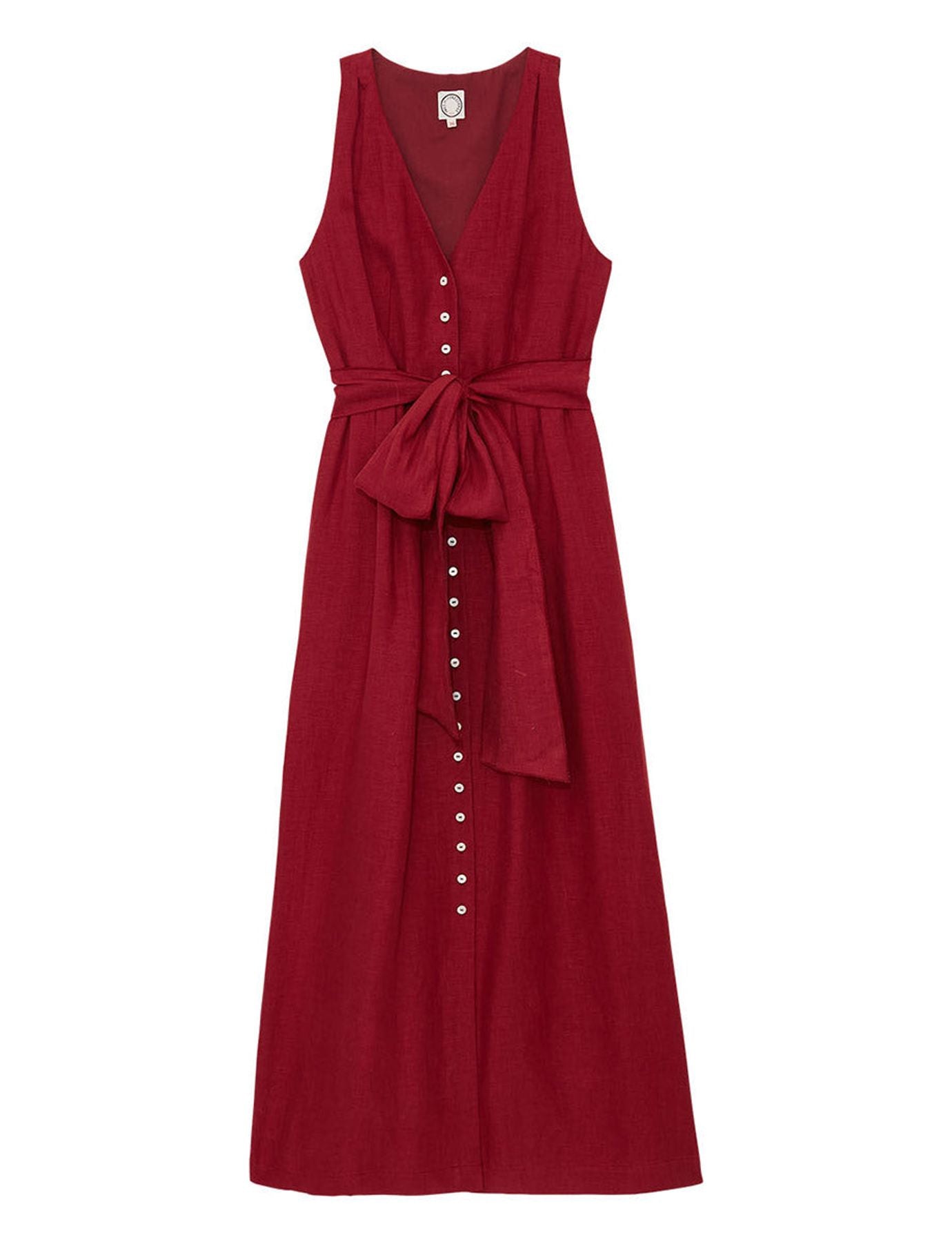 Ambre long dress in raspberry linen