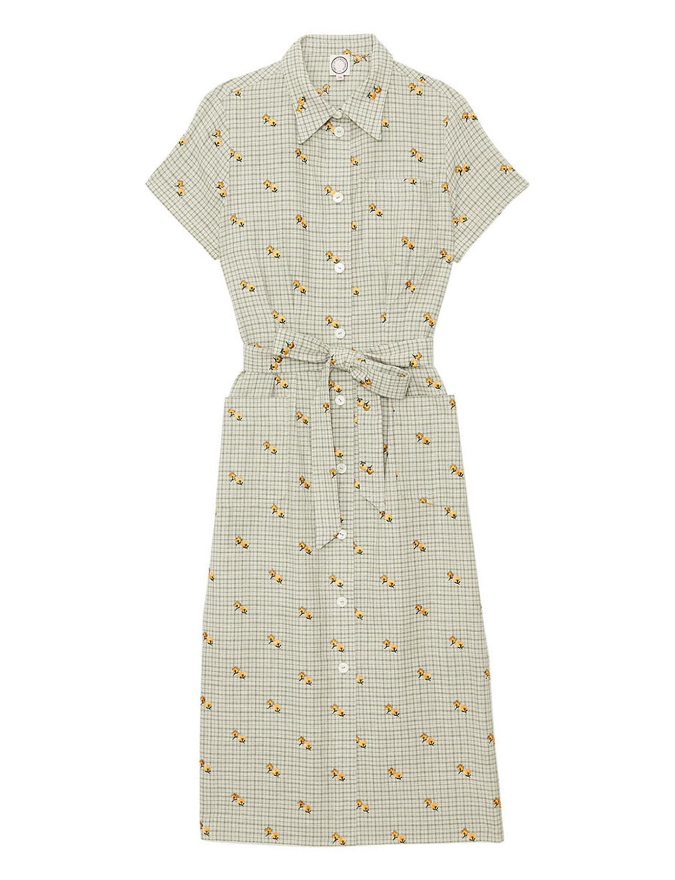 Ethel straight dress, green print