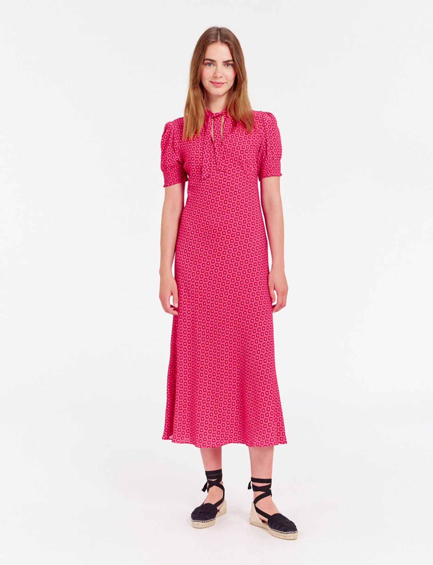 Robe Cerise longue imprimé rose