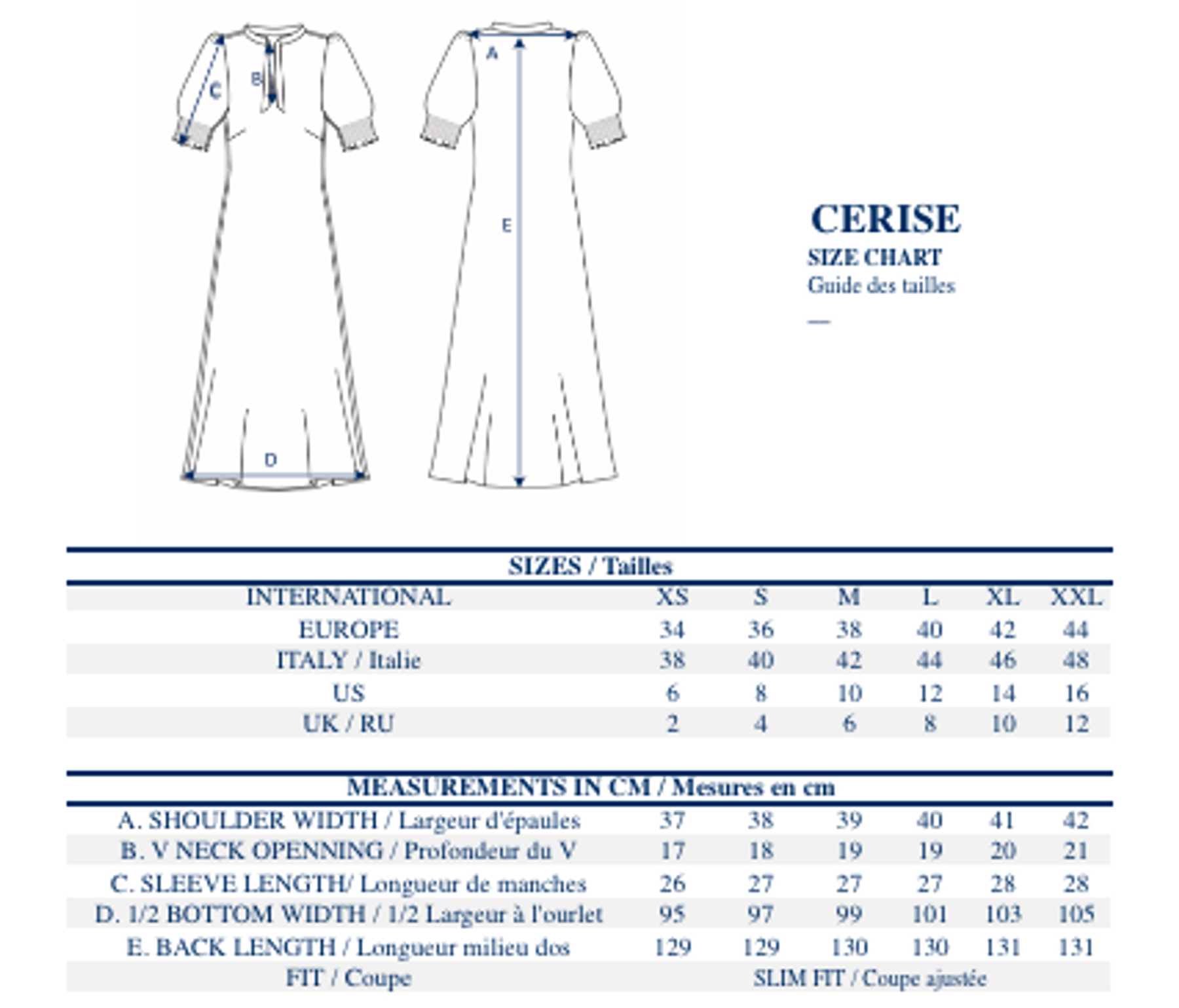 Robe Cerise longue bleu marine