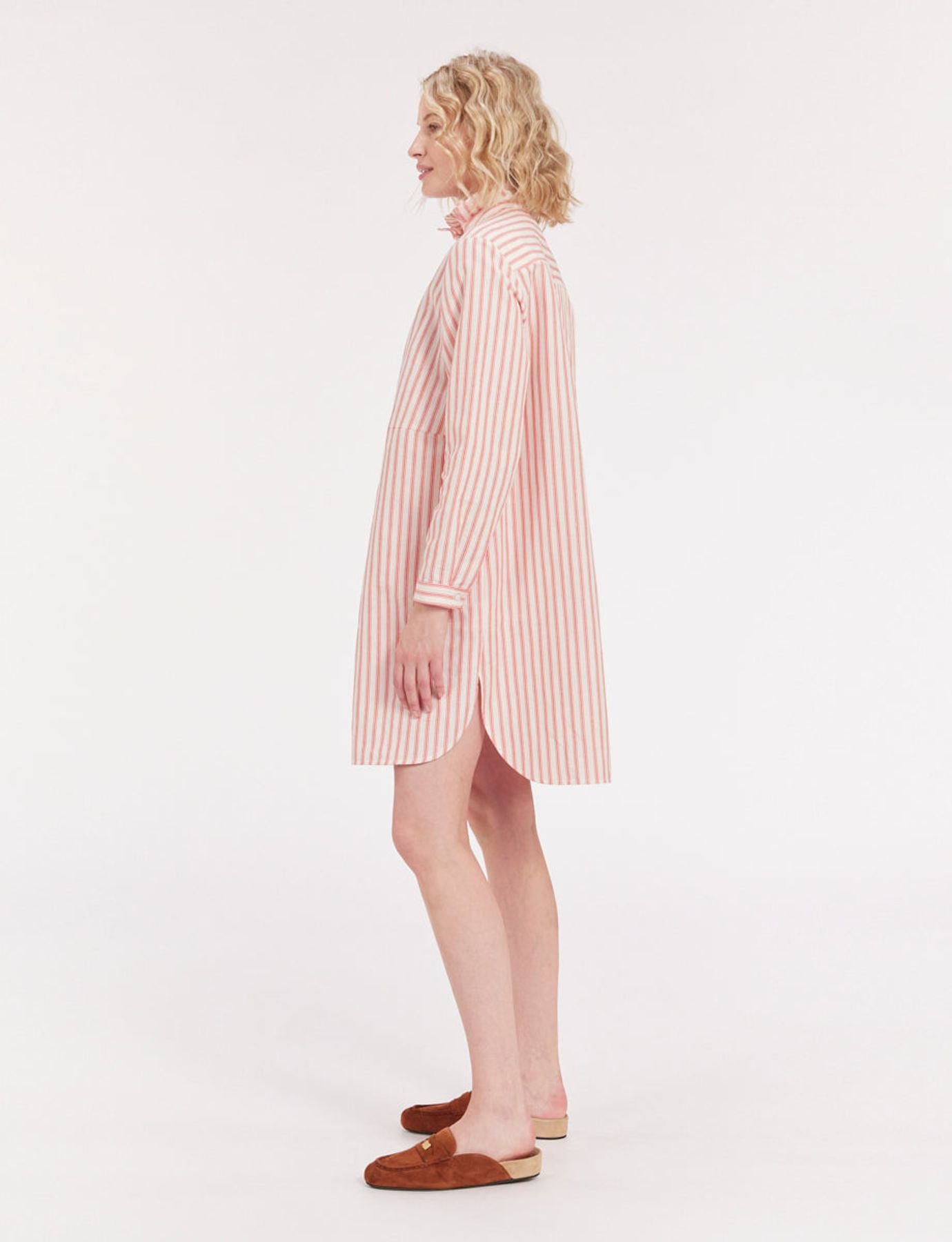 Robe Monica en lin rayée rouge et blanc
