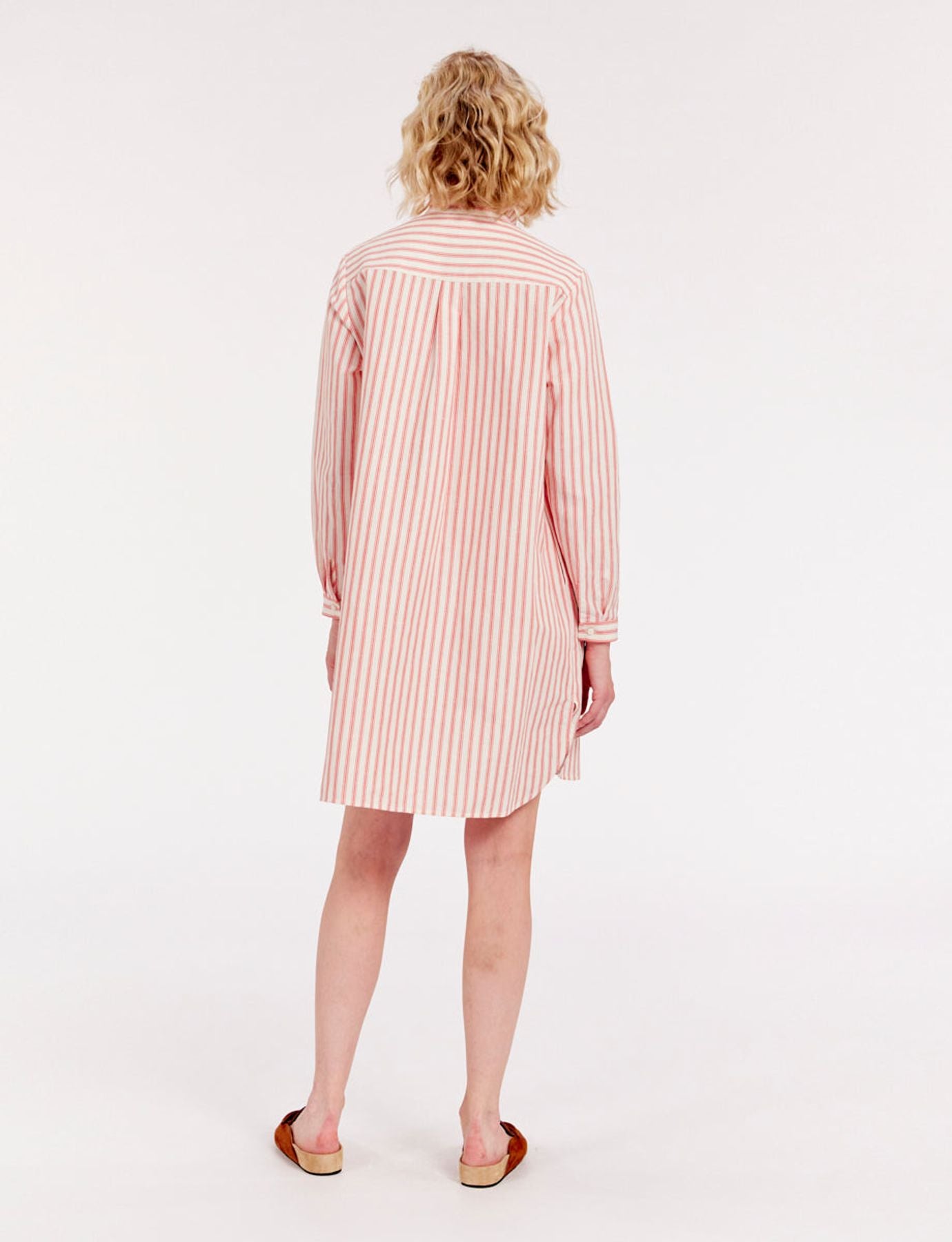 Robe Monica en lin rayée rouge et blanc