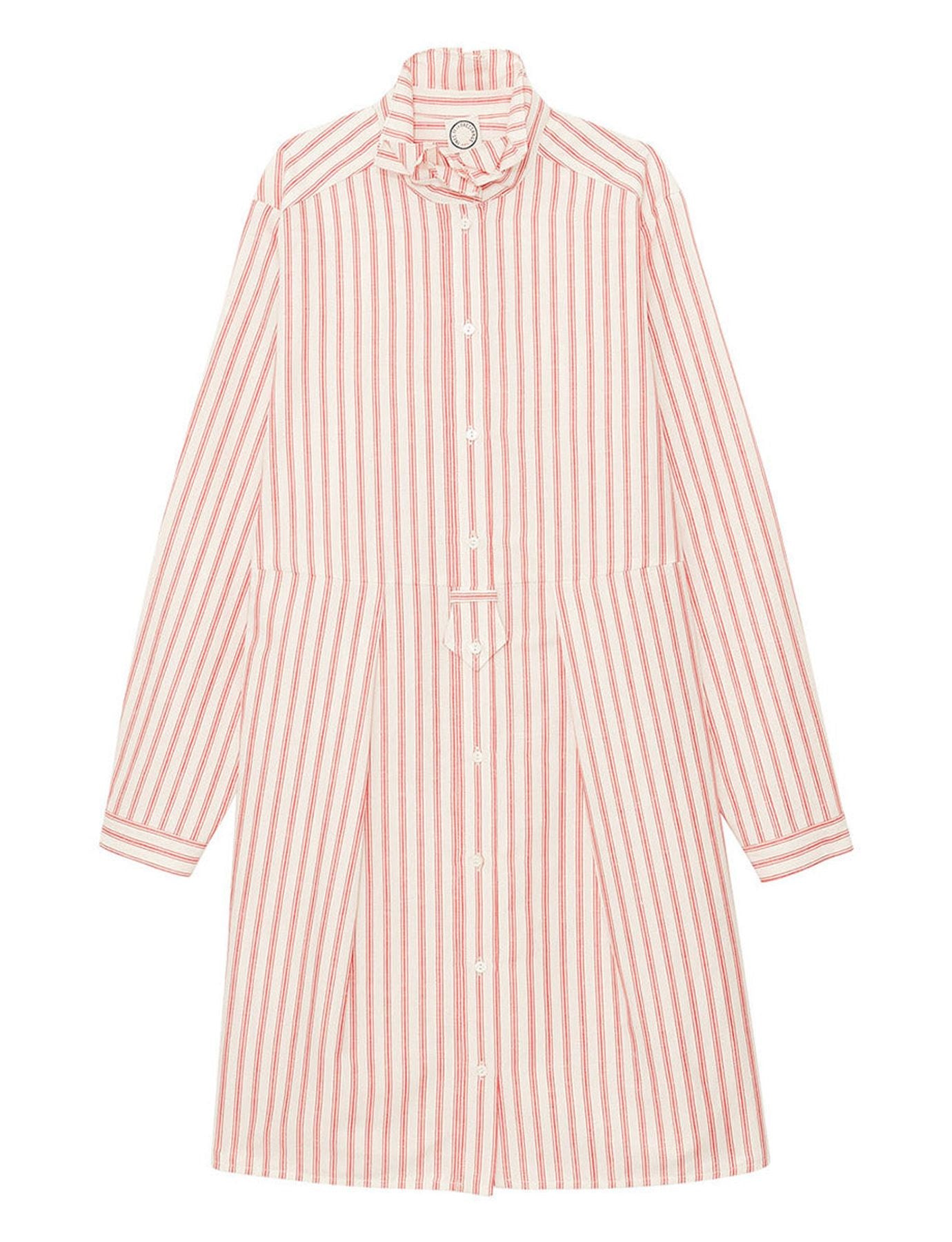 Robe Monica en lin rayée rouge et blanc